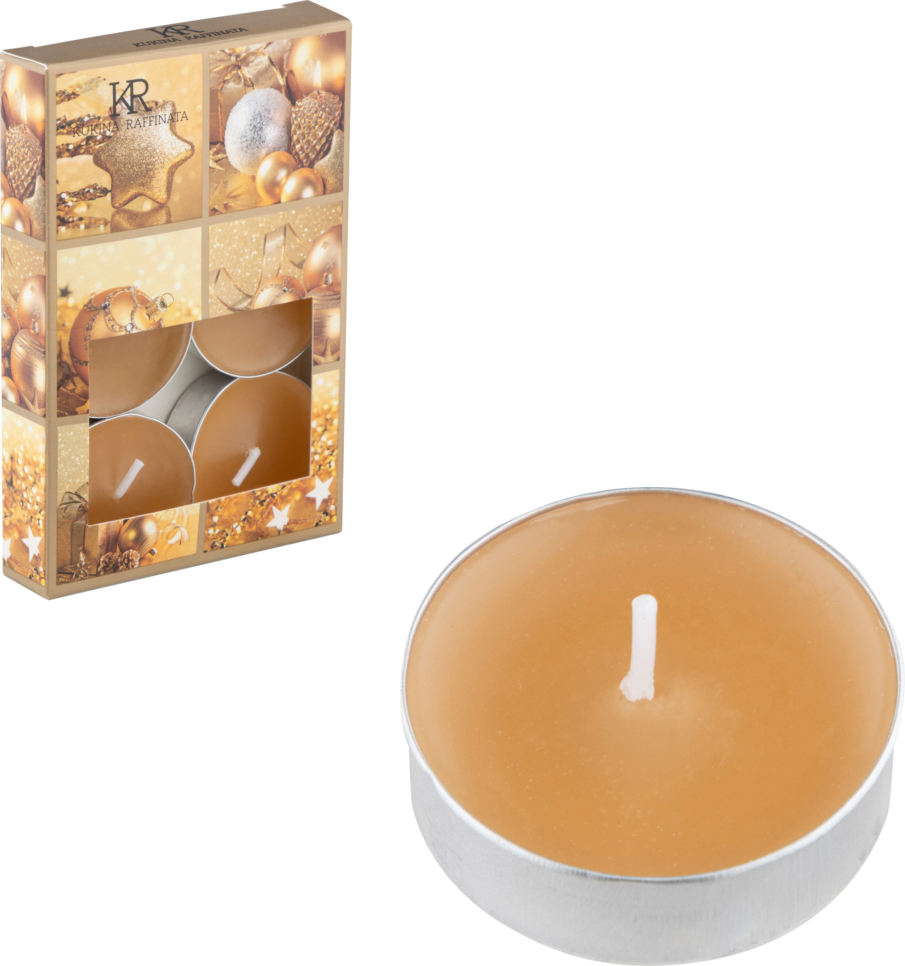 Изображение товара Свеча чайная Kukina Raffinata Новый год имбирное печенье 6 шт ароматическая