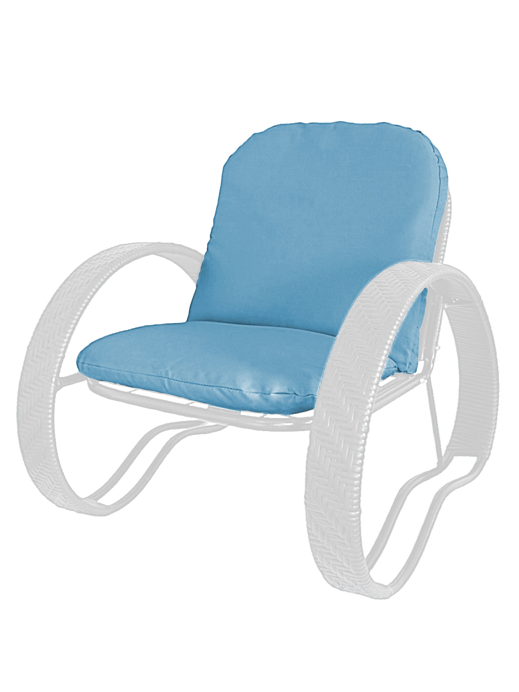 Изображение товара Кресло садовое М-group Фасоль белое с голубыми подушками прочная сталь ротанг