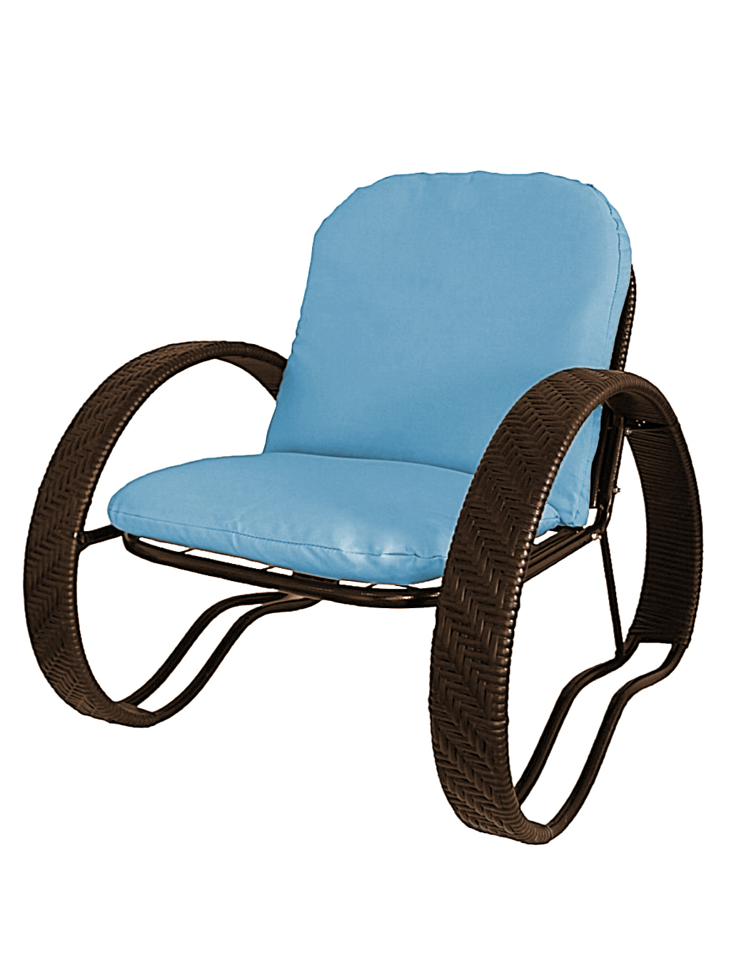 Изображение товара Кресло садовое M-group Фасоль из искусственного ротанга с синей подушкой