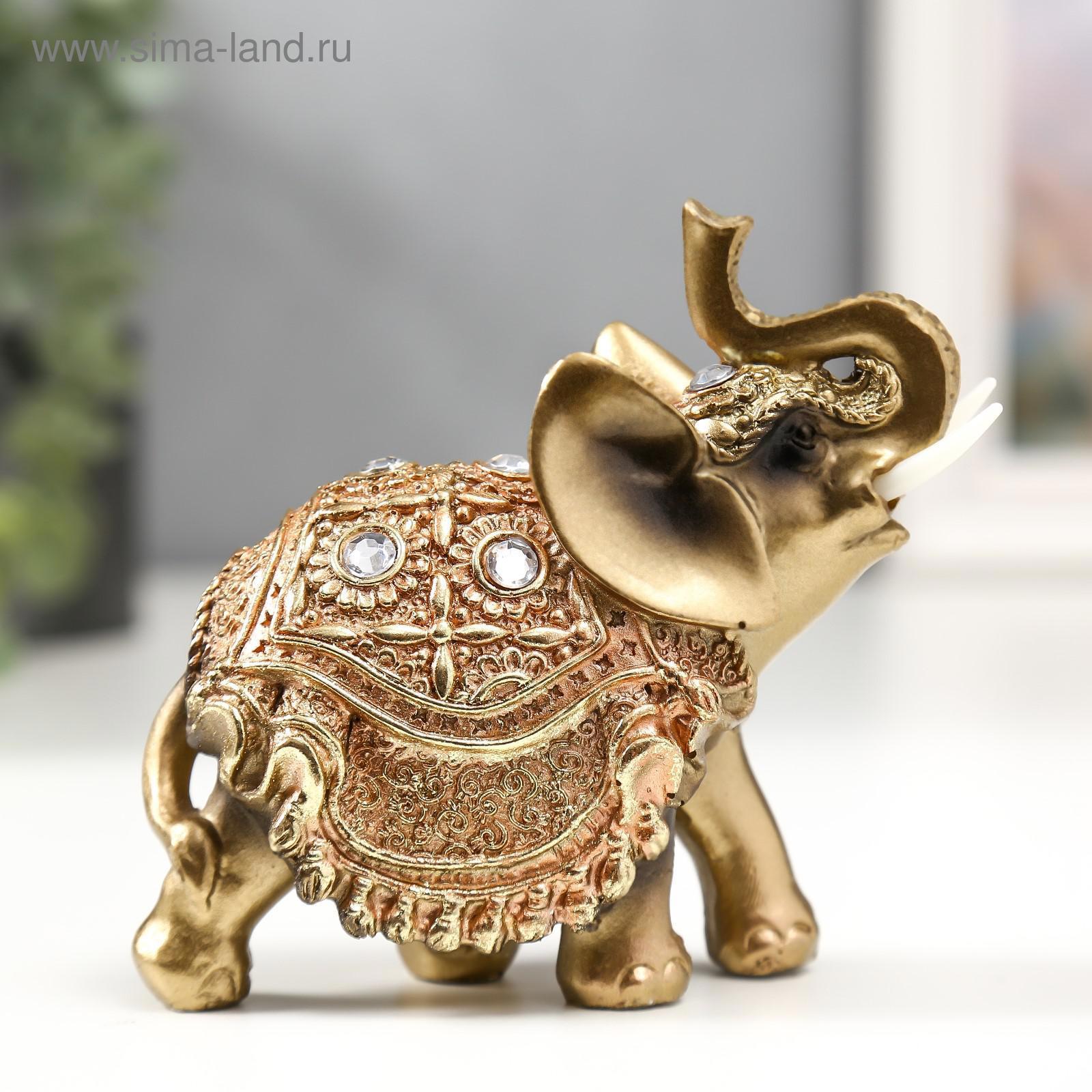 Изображение товара Сувенир "Слоник в золотой попоне с кристаллами" 10.5x11x4.5 см