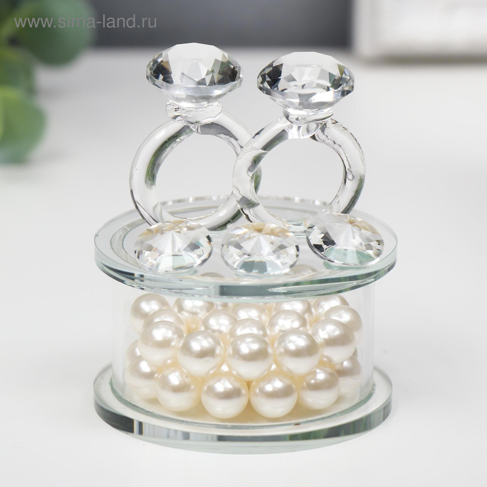 Изображение товара Декоративная фигура SIMALAND Два кольца — предложение (прозрачное стекло, 7,2×6,3×6,3 см)