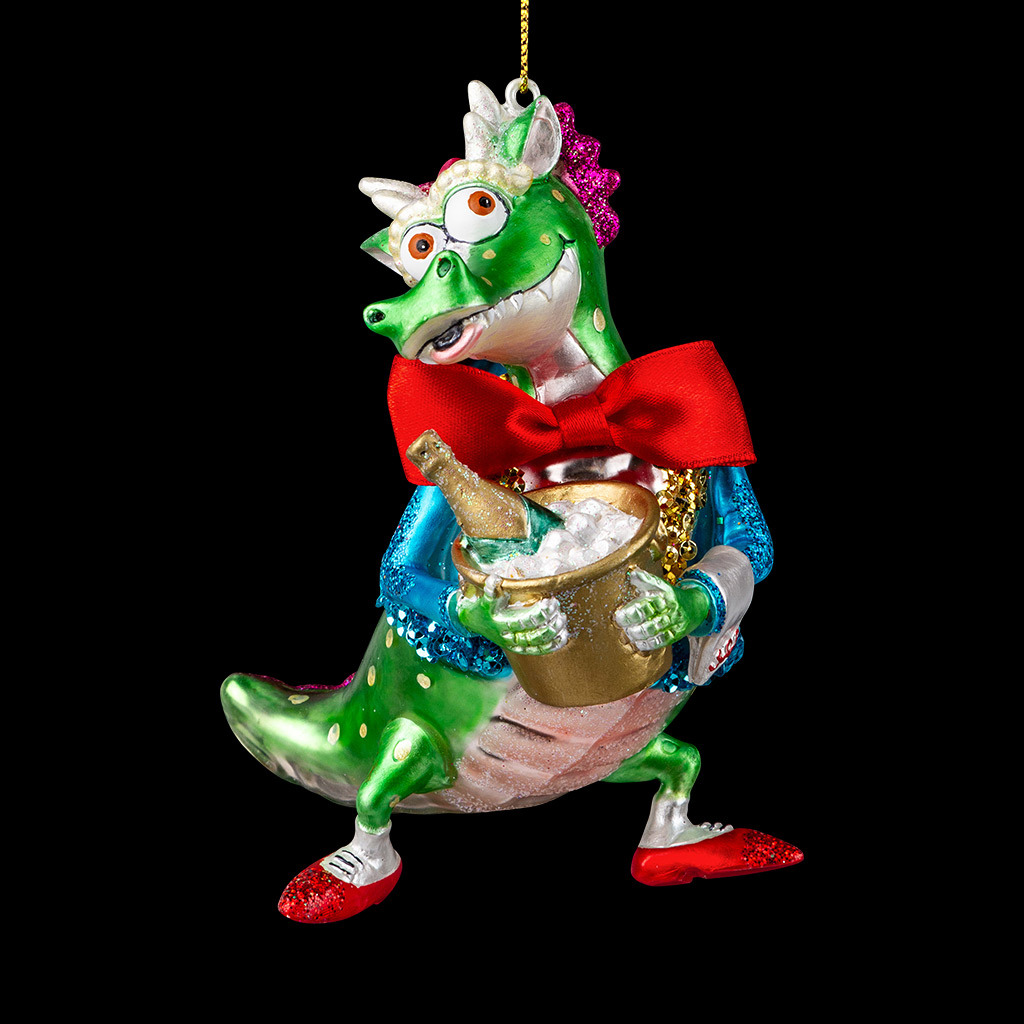Изображение товара Елочная игрушка Дракон с шампанским Erichkrause decor 59373 45 см х 35 см разноцветный