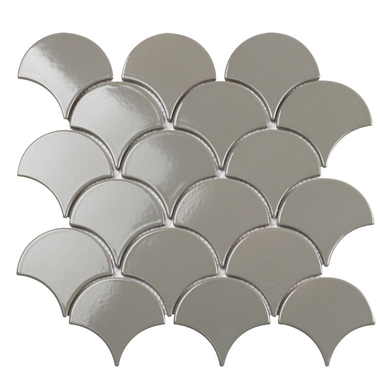 Изображение товара Декоративная мозаика Starmosaic Fan shape dark grey glossy 27.4x29.3 см для внутренней и внешней об