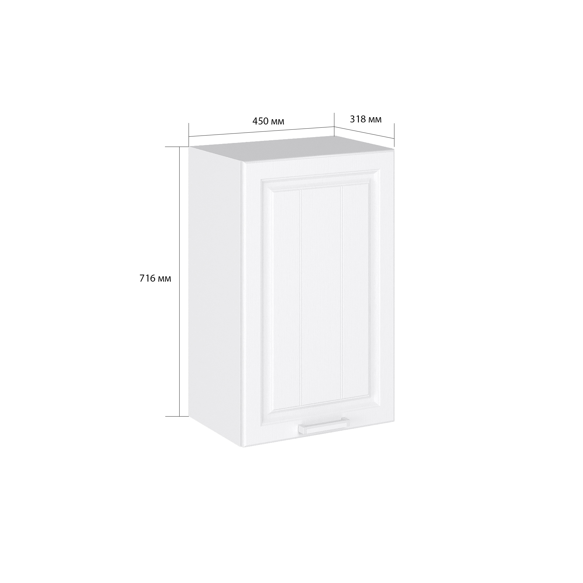 Изображение товара Навесной шкаф Прага Белое дерево Сурская Мебель 45x71.6x31.8 см