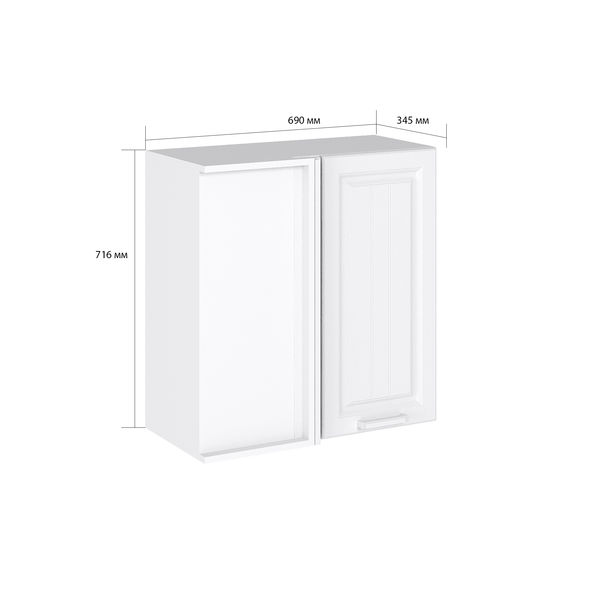 Изображение товара Навесной шкаф Сурская мебель Прага 69x71.6x34.5 см белый угловой шкаф