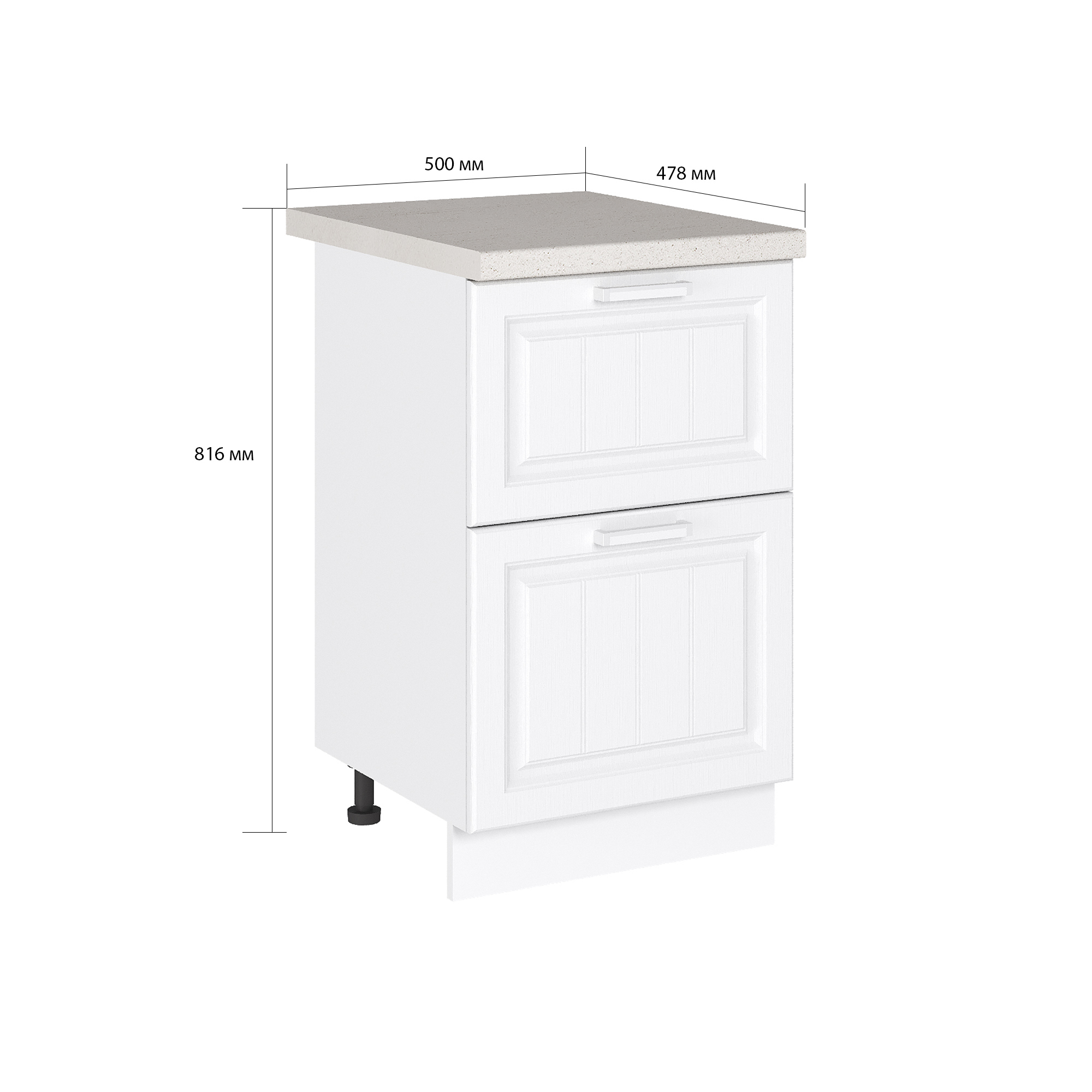 Изображение товара Напольный шкаф Сурская мебель Прага Белое дерево 2 ящика 50x81.6x47.8 см