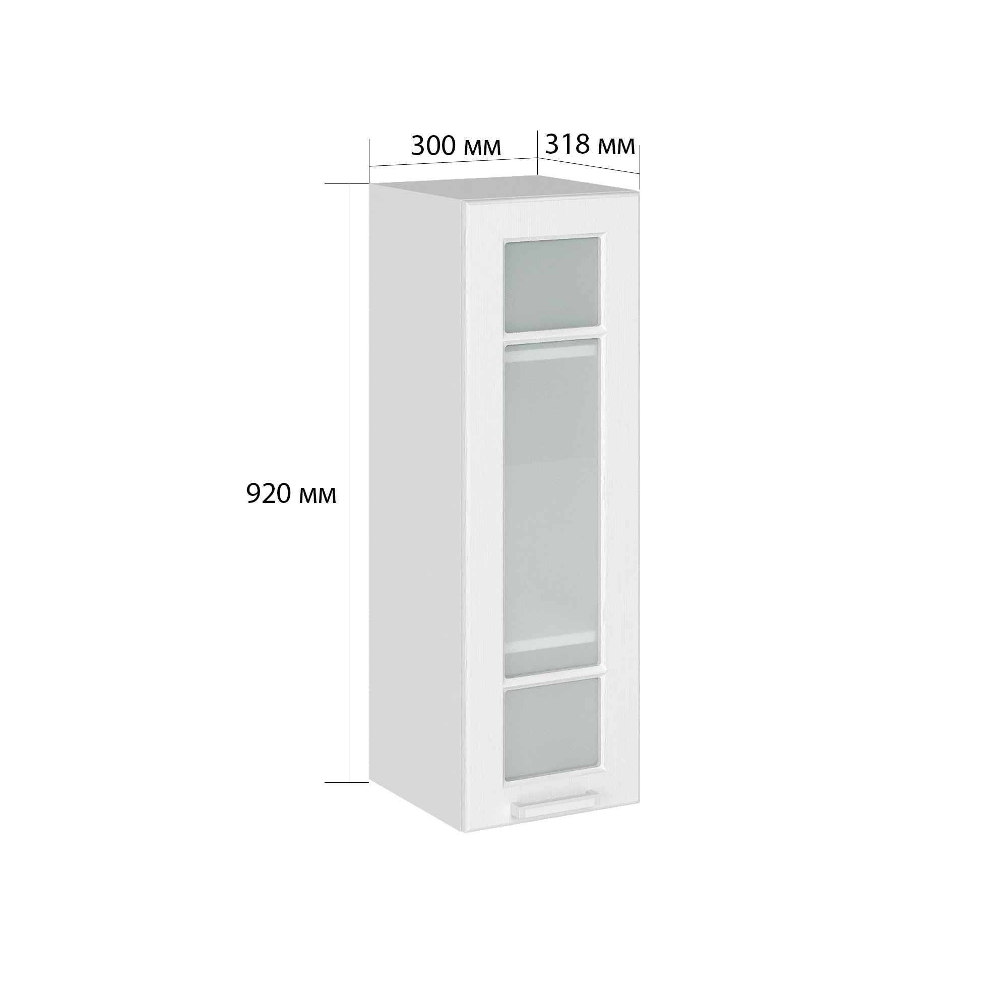 Изображение товара Навесной шкаф со стеклом Сурская мебель 30x92x31.8 см ЛДСП цвет белое дерево