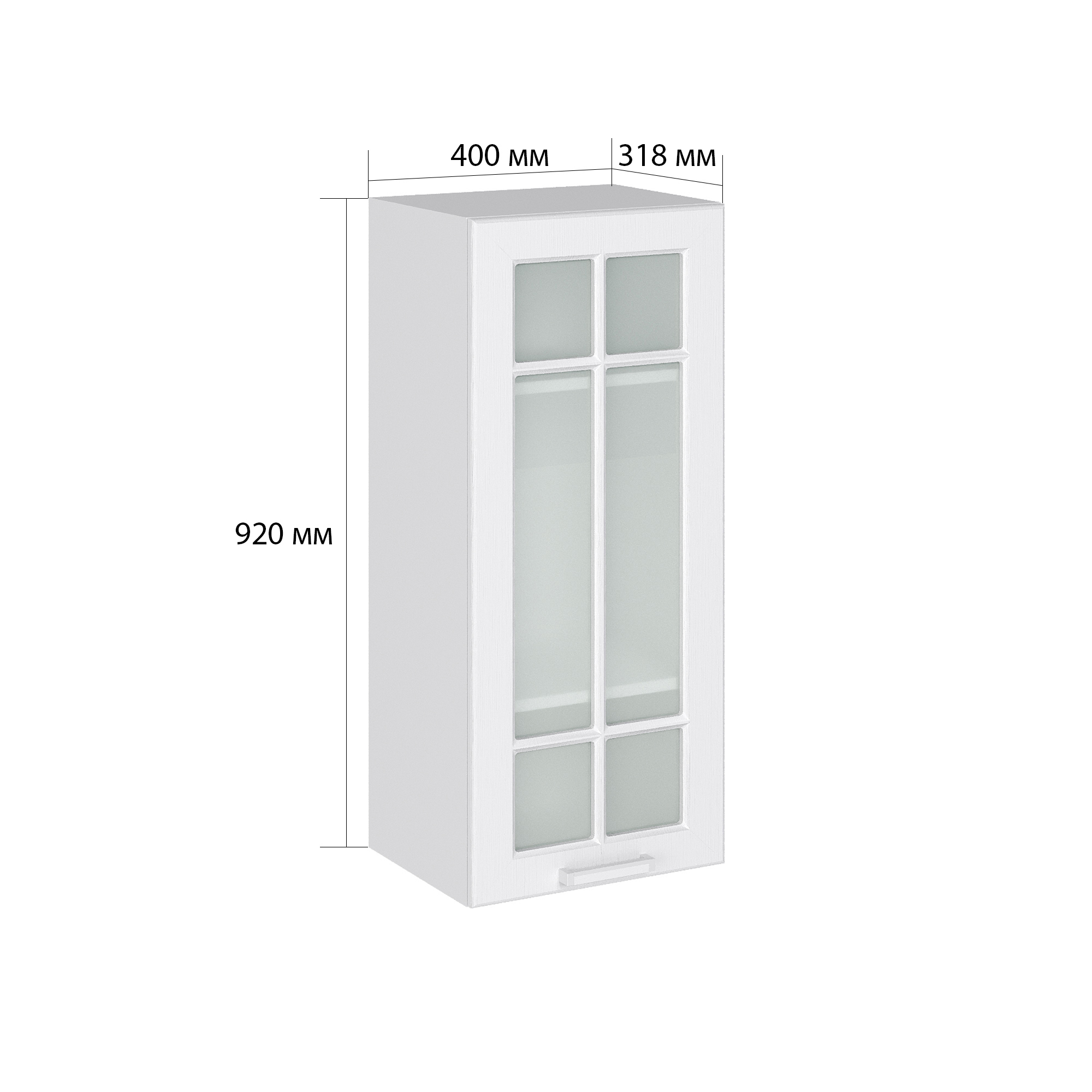 Изображение товара Навесной шкаф со стеклом Сурская мебель 40x92x31.8 см белое дерево