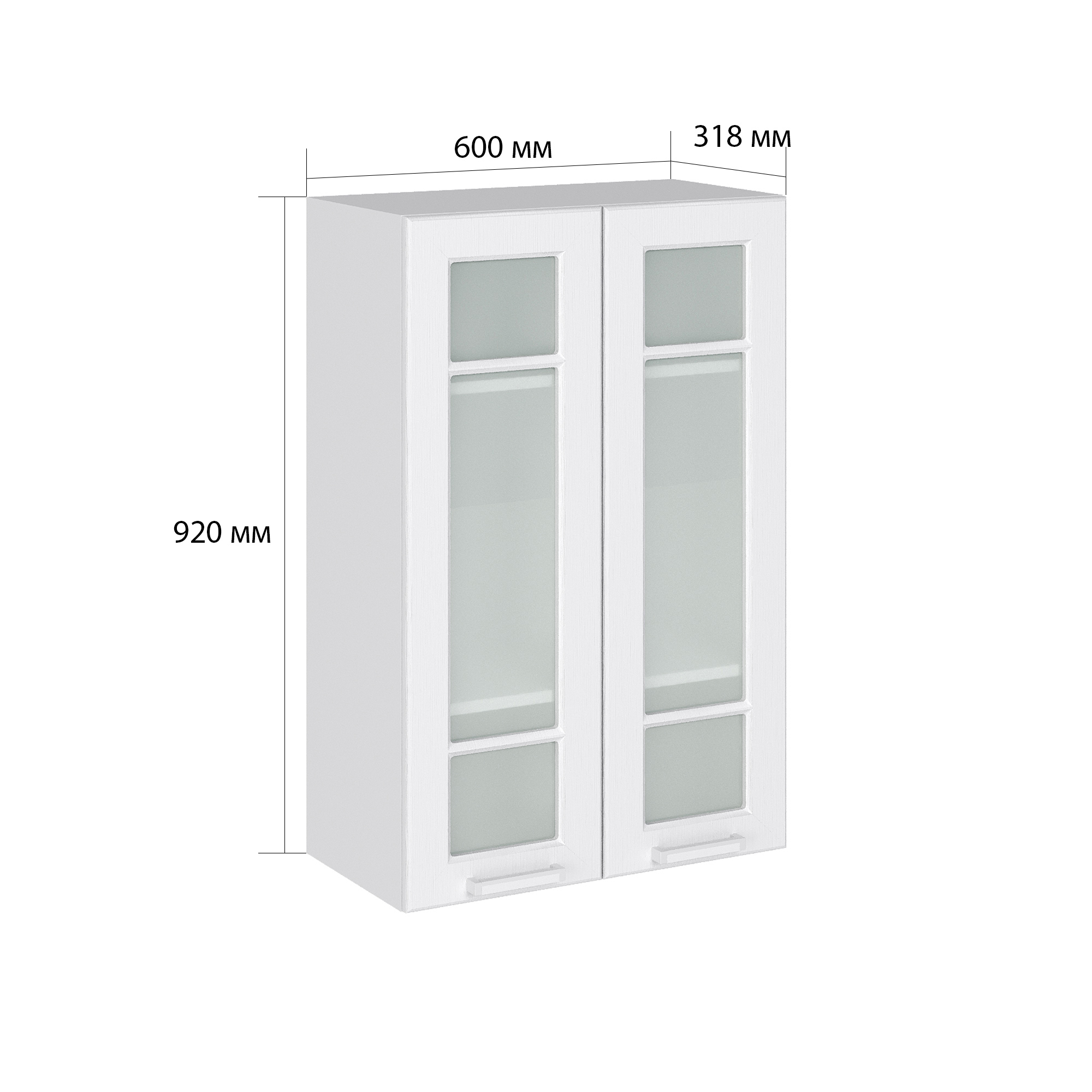 Изображение товара Навесной шкаф со стеклом Сурская мебель 60x92x31.8 см Белое дерево