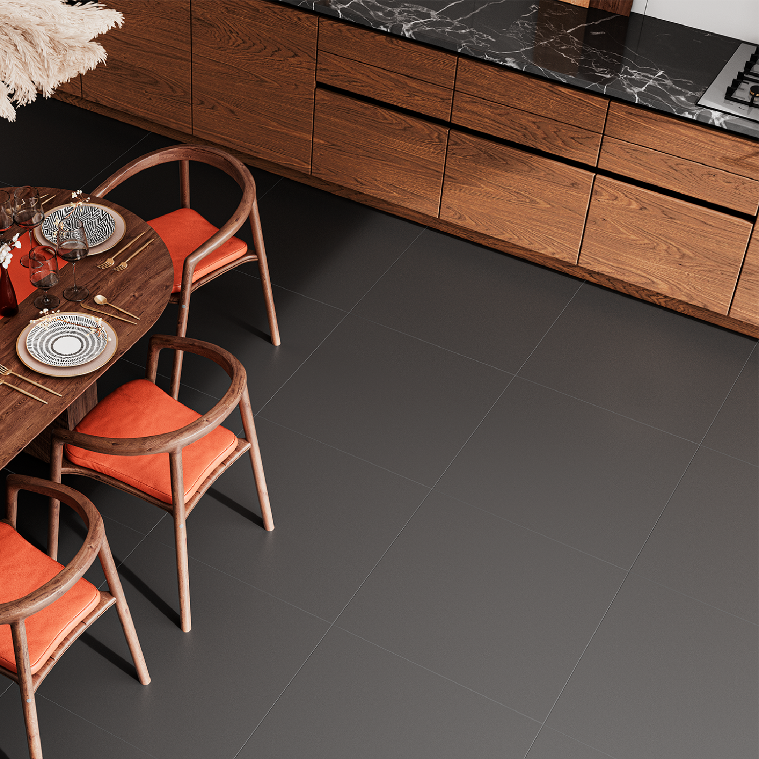 Изображение товара Керамогранит Alma Ceramica Twin 60x60 см матовый черный для пола и стен