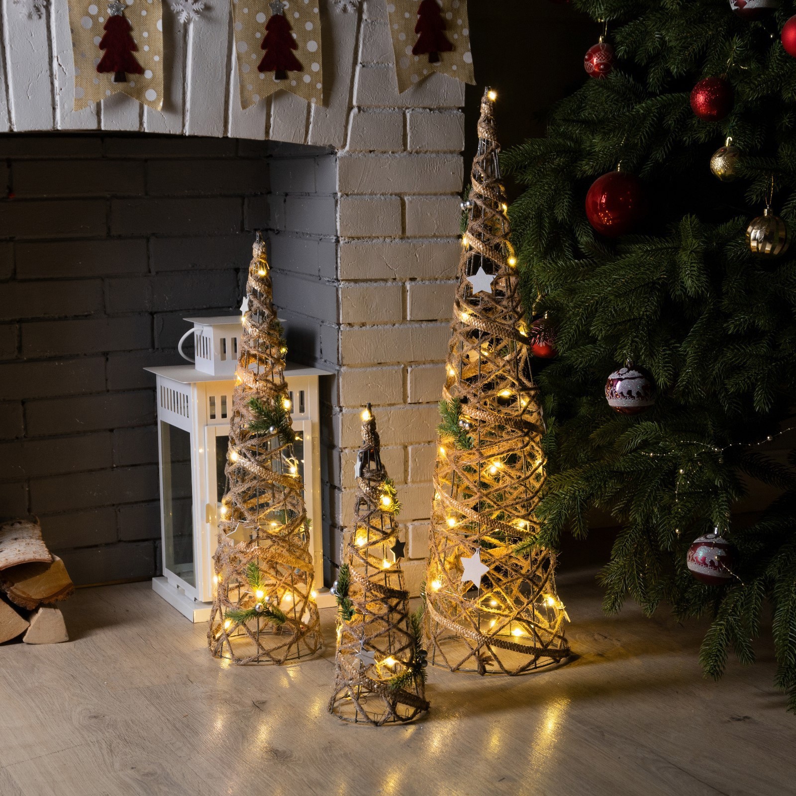 Изображение товара Светящаяся электрическая фигура Конусы серые универсальная Luazon lighting 1 лампа h 80 см разноцветный