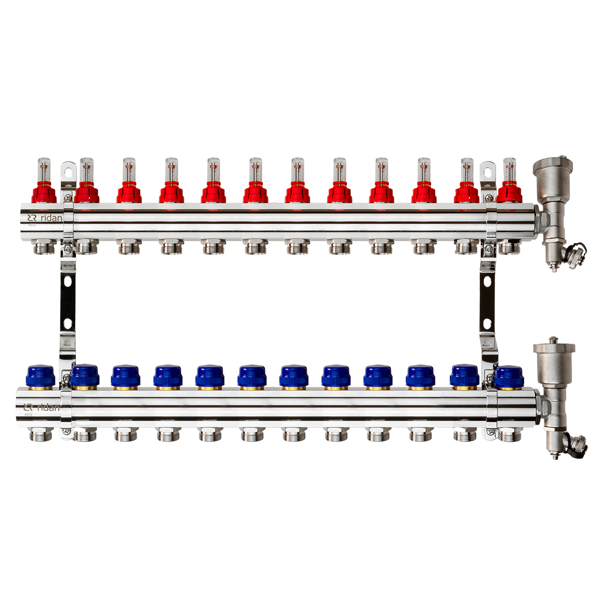 Изображение товара Коллектор Ридан на 12 выходов из латунь, автоматический воздухоотводчик для системы отопления