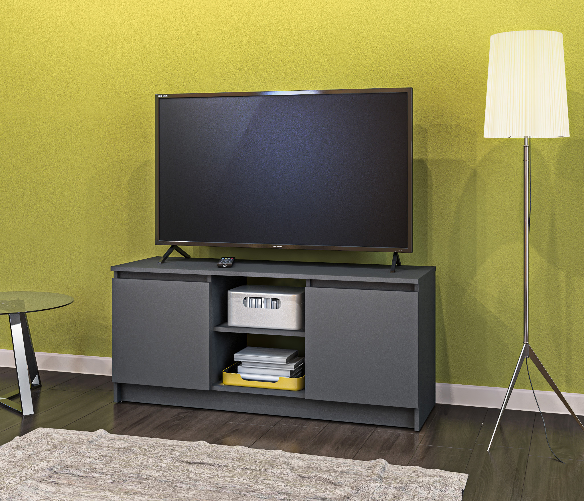 Изображение товара Тумба под телевизор Леон Столплит 119x53x39 см ЛДСП серый современный дизайн