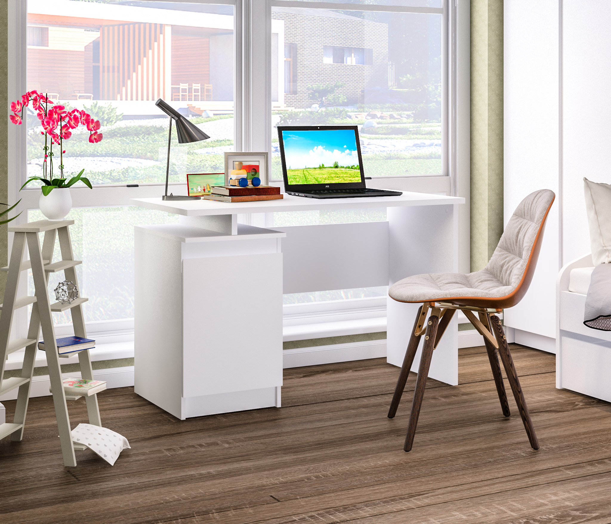 Изображение товара Офисный стол с полкой Столплит Кито СБ-2608 119x75x59 см белый