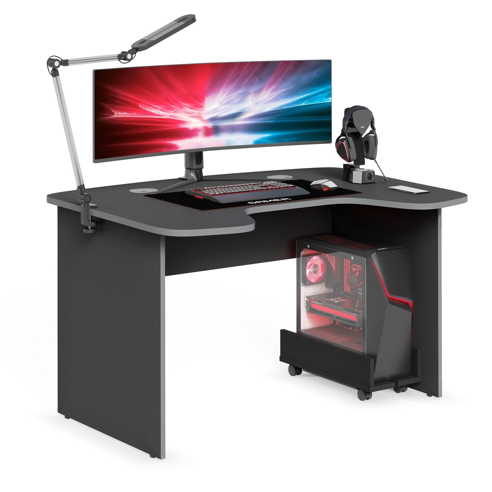 Изображение товара Офисный стол с полкой Skyland STG 1385 85x136x75 см ЛДСП цвет серый