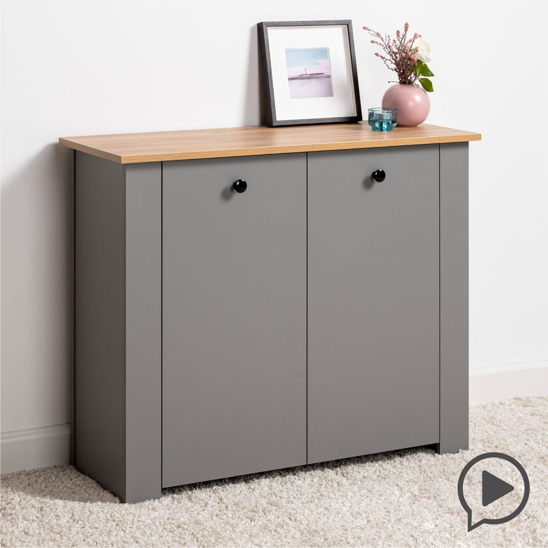 Изображение товара Комод Моби Марсель 90x35.4x74.7 см из ЛДСП стиль прованс серый