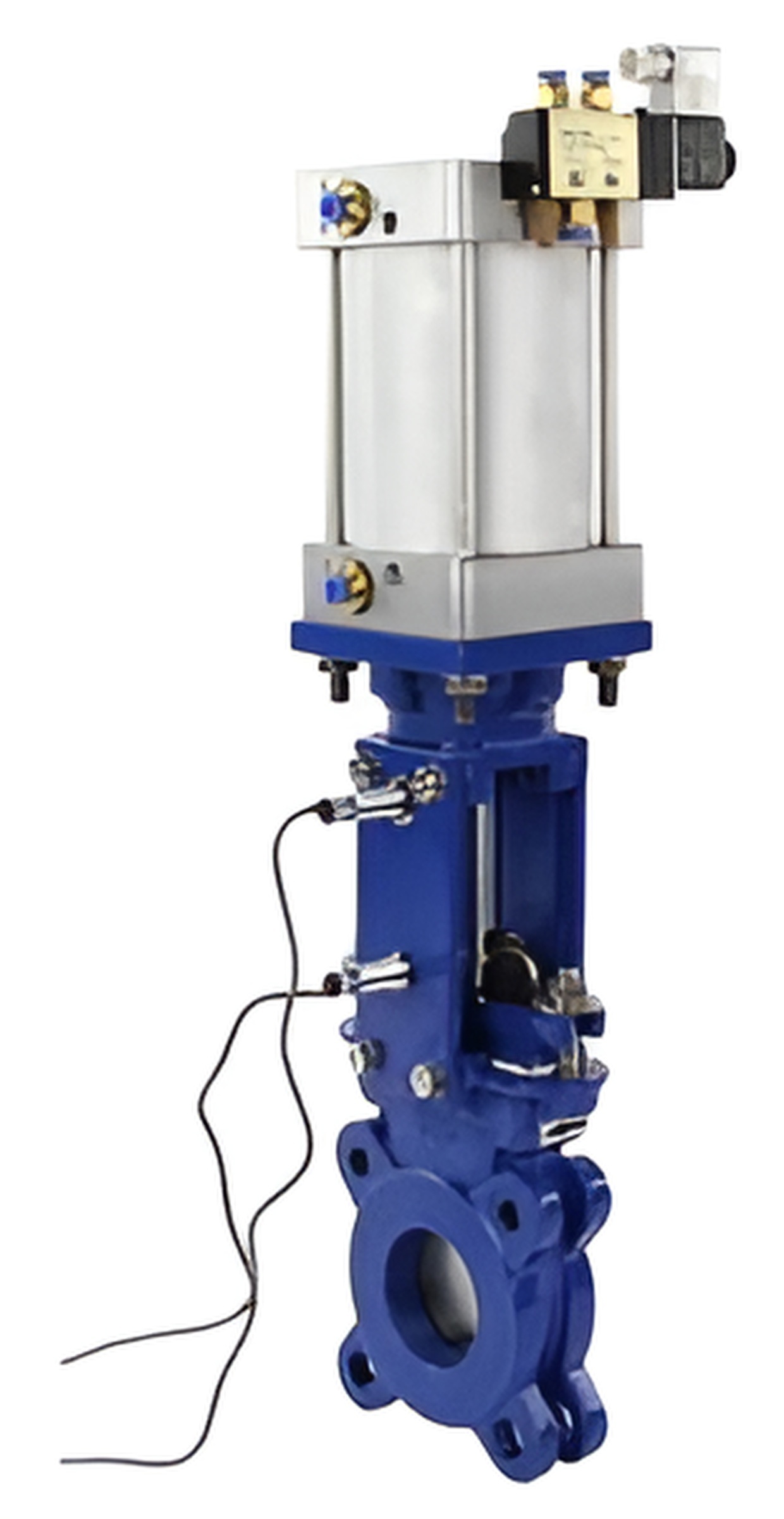 Изображение товара Задвижка шиберная межфланцевая DN.ru Ду50 Ру10 с пневмоприводом и датчиками