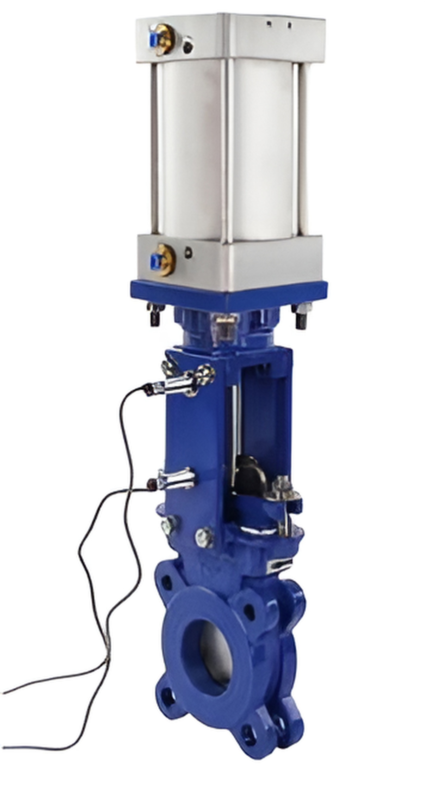 Изображение товара Задвижка шиберная DN.ru GGG40-SS304-EPDM-2W-DA с пневмоприводом 50 мм