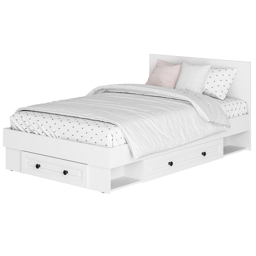 Изображение товара Кровать BTS Софт 120x200 см белая с ящиком для хранения и современным дизайном