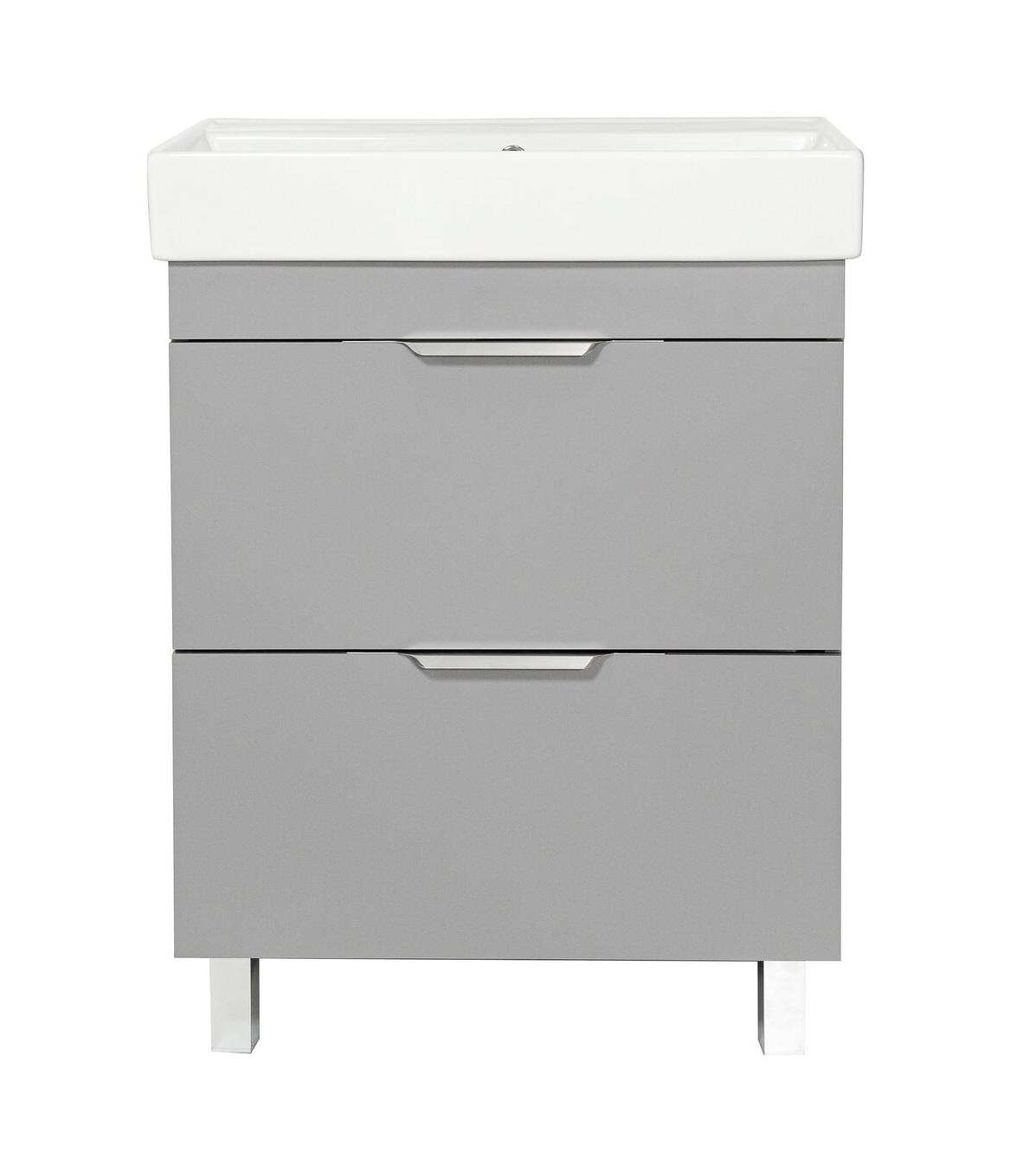 Изображение товара Тумба для ванной Милан Вилис под раковину 62 см серый металлик ламинированная