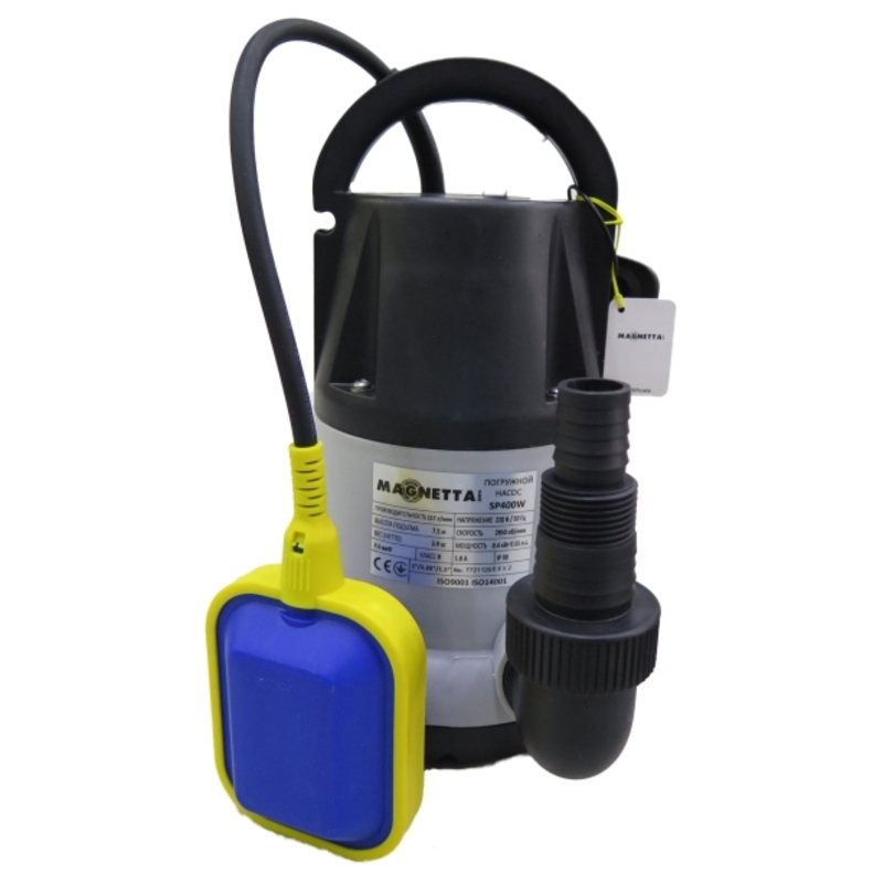Изображение товара Насос погружной дренажный Magnetta SP400W высота подъема 7.5 м кабель 10 м расход 6960 л/ч