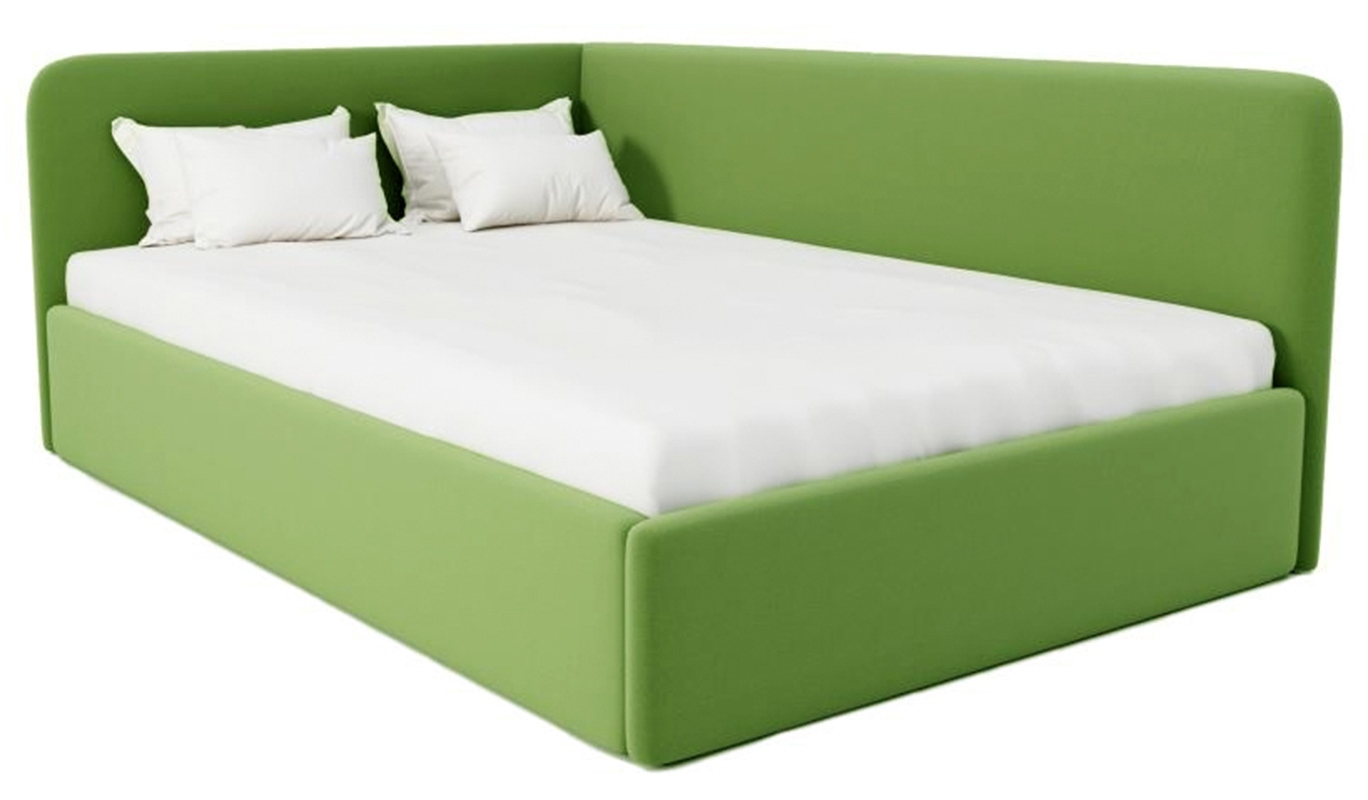 Изображение товара Кровать угловая левая Costa Модерн 90x190 см светло-зеленый велюр современный стиль