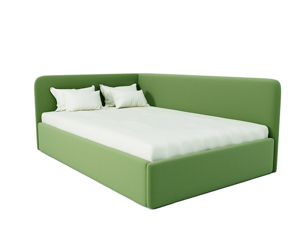 Изображение товара Угловая кровать Модерн 120x200 см из ДСП с подъемным механизмом и велюровым покрытием