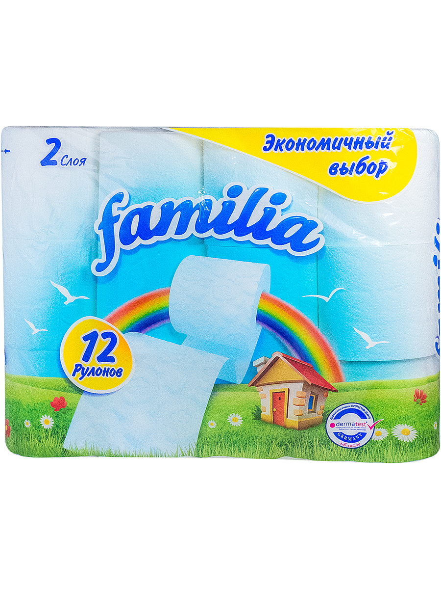 Изображение товара Туалетная бумага Hayat Familia Радуга 2-слойная 12 рулонов