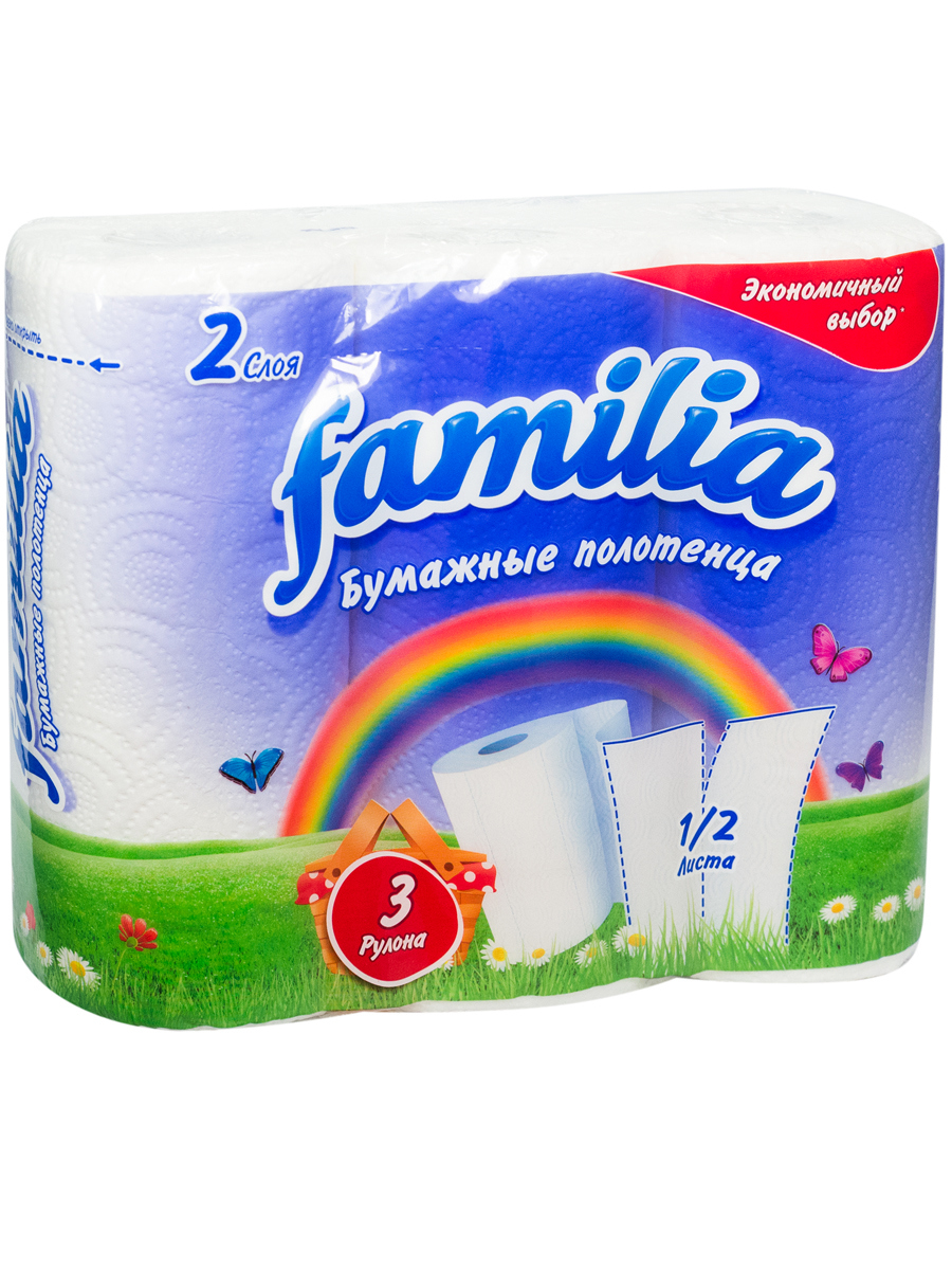 Изображение товара Бумажное полотенце Hayat Familia H-5050454 2-слойное 3 шт