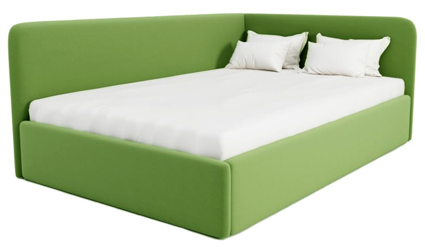 Изображение товара Угловая кровать Модерн 80x190 см из велюра с подъемным механизмом