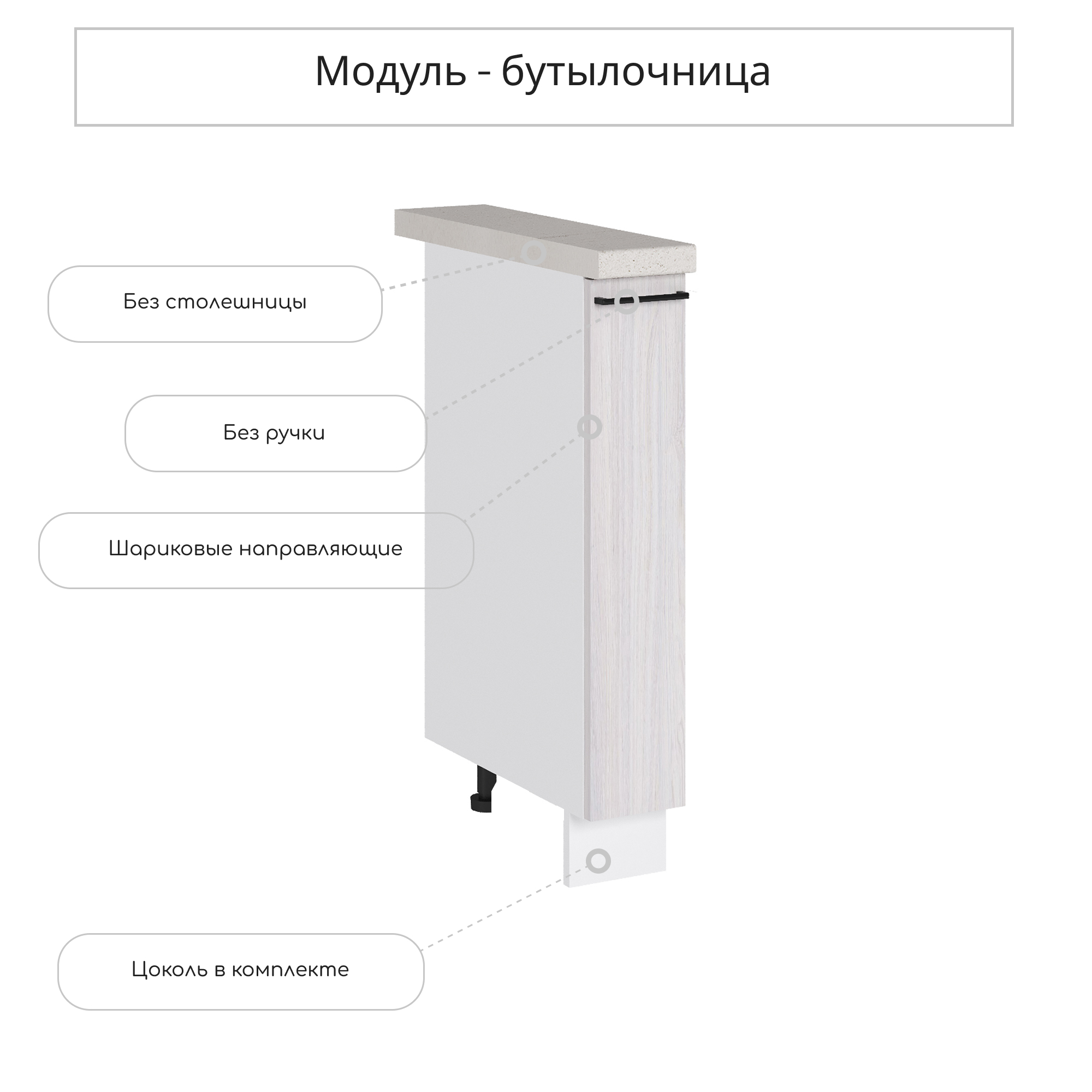 Изображение товара Напольный шкаф бутылочница Сурская мебель Анкор 15x81.6x47.8 см ЛДСП цвет бежево-серый