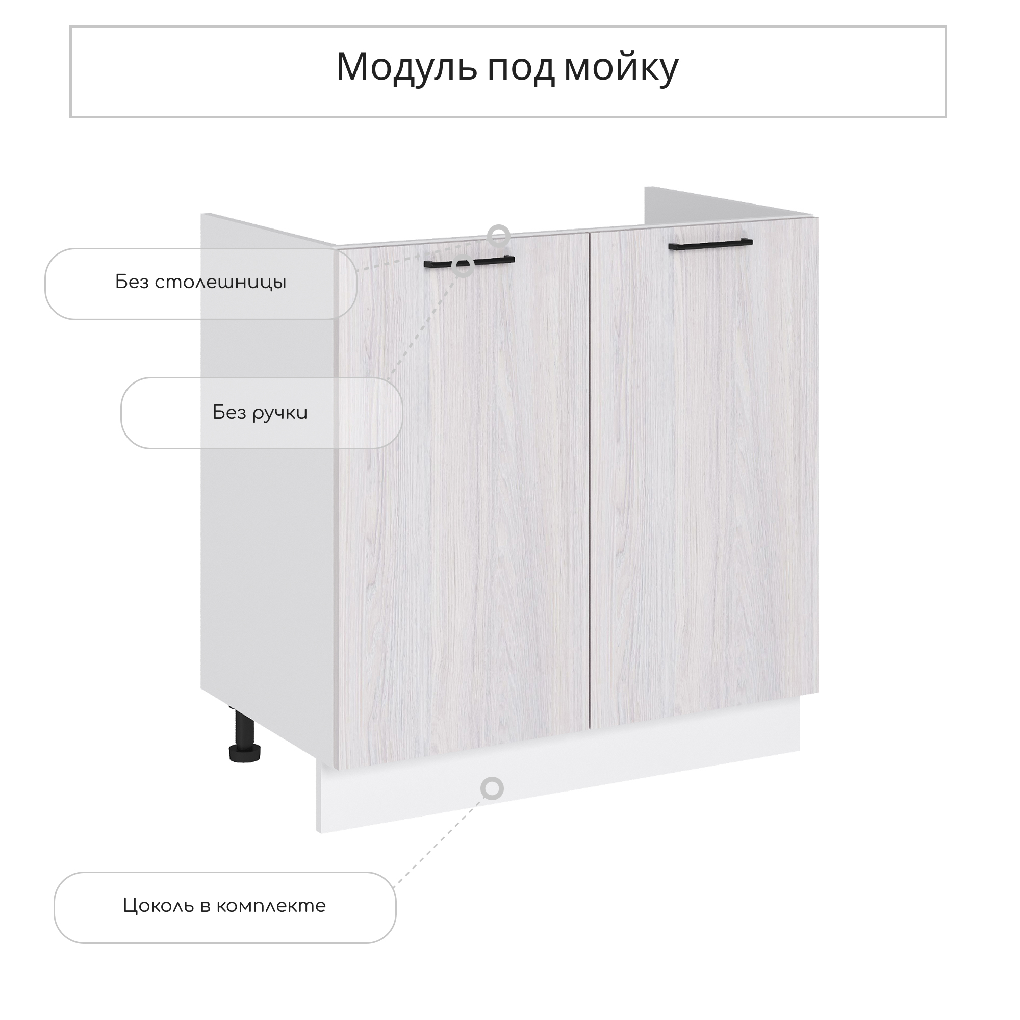 Изображение товара Напольный шкаф под мойку Сурская мебель Анкор 80x81.6x47.4 см ЛДСП цвет бежево-серый