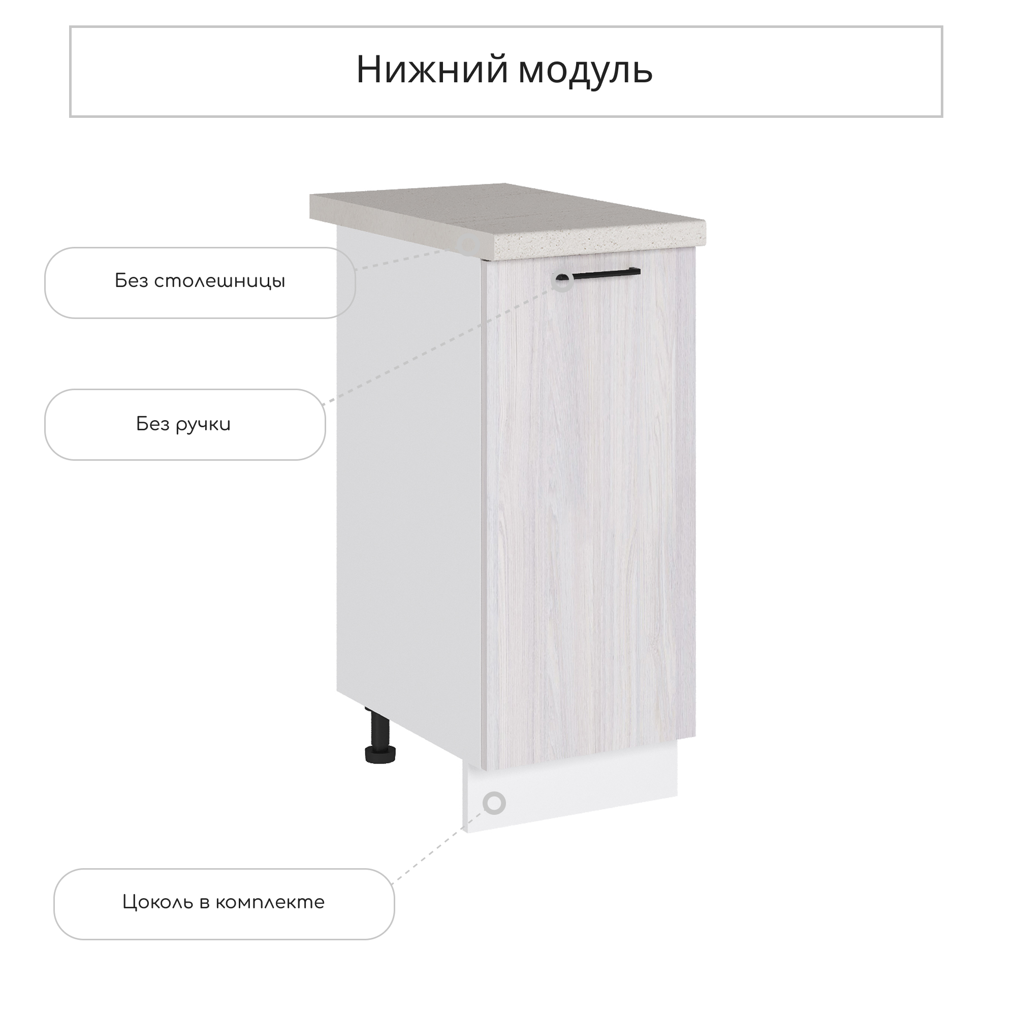 Изображение товара Напольный шкаф СУРСКАЯ МЕБЕЛЬ Анкор 35x81.6x47.8 см Белый