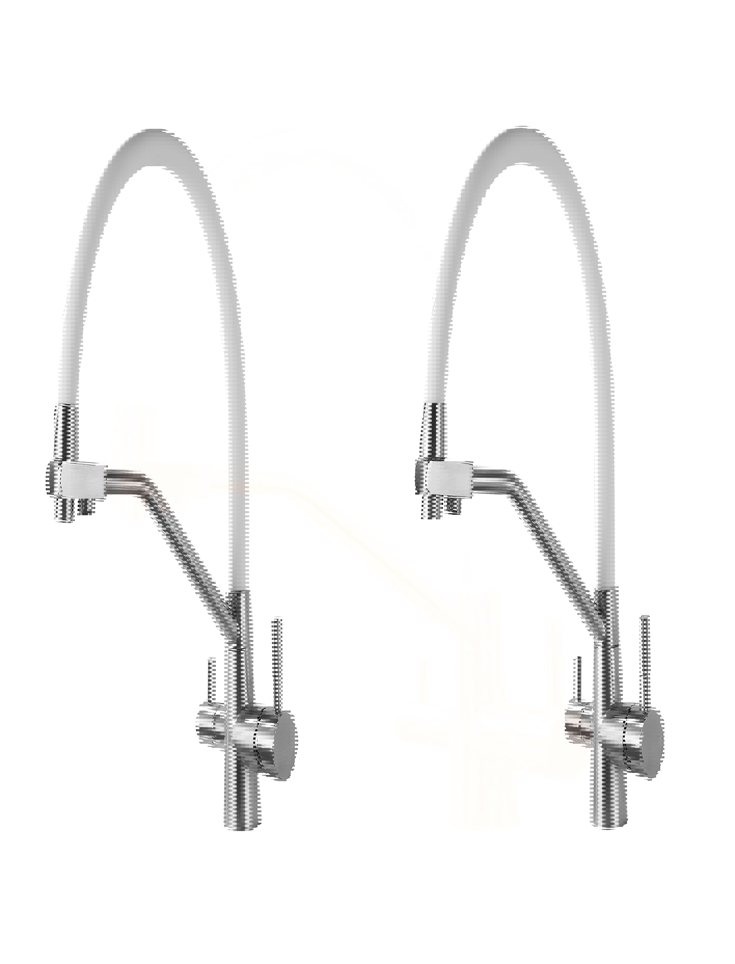 Изображение товара Смеситель для кухни однорычажный Oute T603S двойной излив 20.30 см нержавеющая сталь цвет матовый хром/кофейный