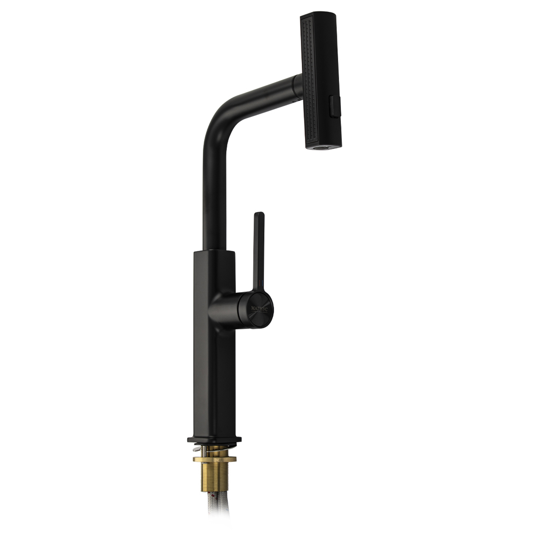 Изображение товара Смеситель для кухни Magnus 8262 с вытяжным изливом черный латунь 36 см