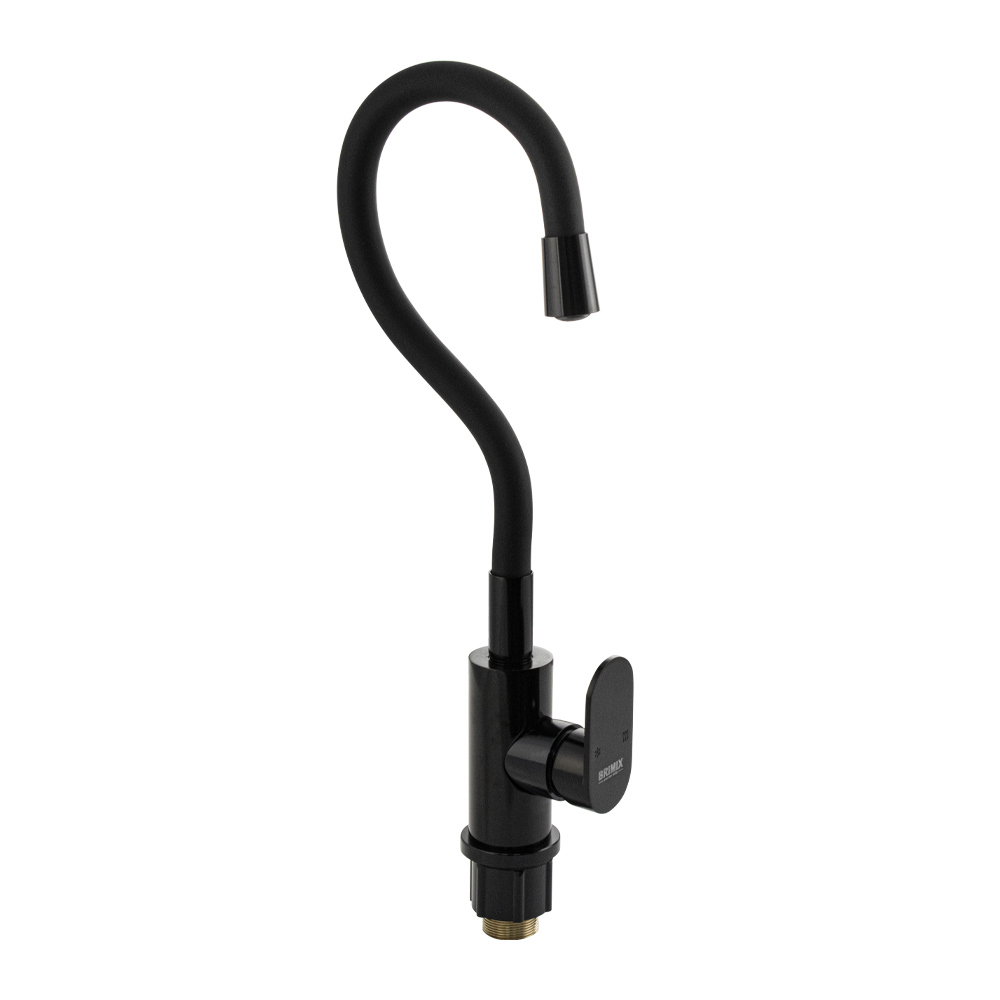 Изображение товара Смеситель кухонный Brimix 80209 из алюминия, черный, гибкий излив