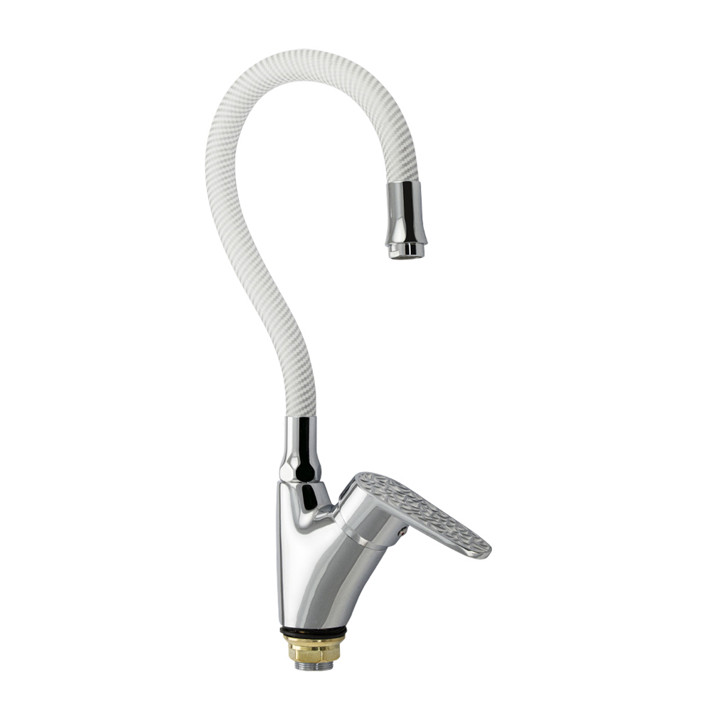 Изображение товара Смеситель для кухни однорычажный Brimix 3274 белый гибкий излив 35 см