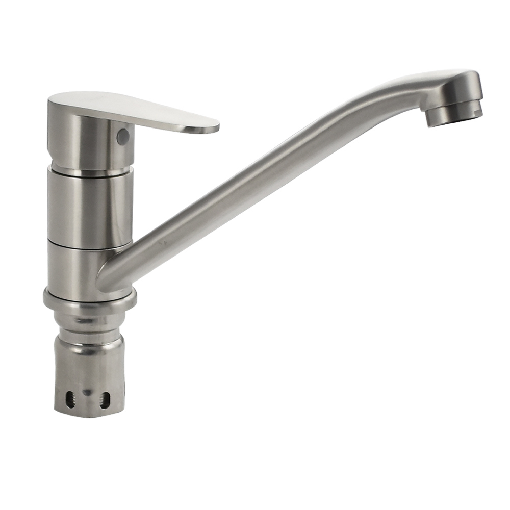 Изображение товара Смеситель для кухни однорычажный Magnus 9243 излив 12 см нержавеющая сталь цвет сатин