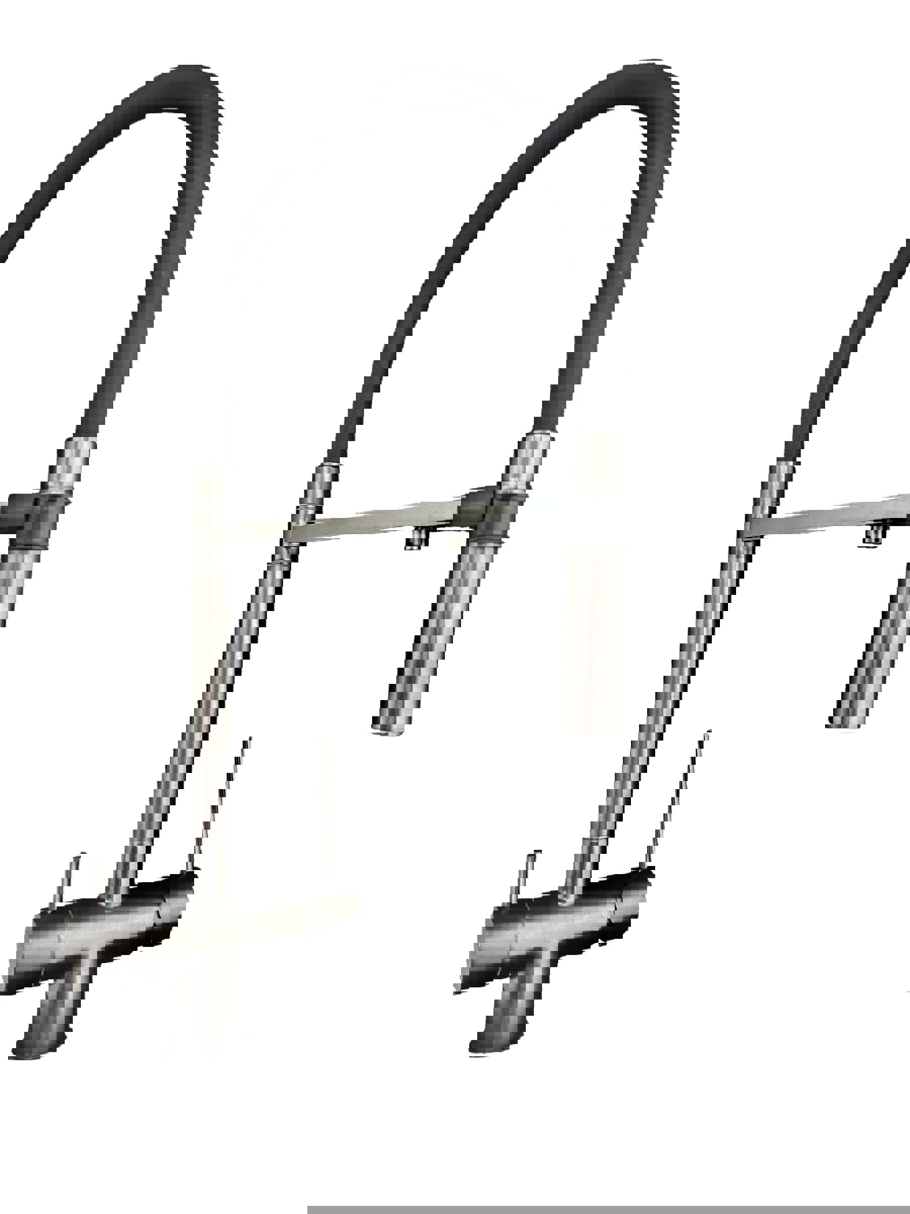 Изображение товара Смеситель для кухни однорычажный Oute T61403BY гибкий излив 18 см латунь цвет черный/хром