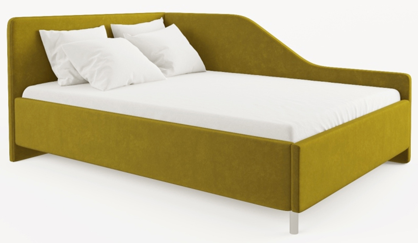 Изображение товара Кровать угловая левая Costa Сюита 90x190 см велюр желтая