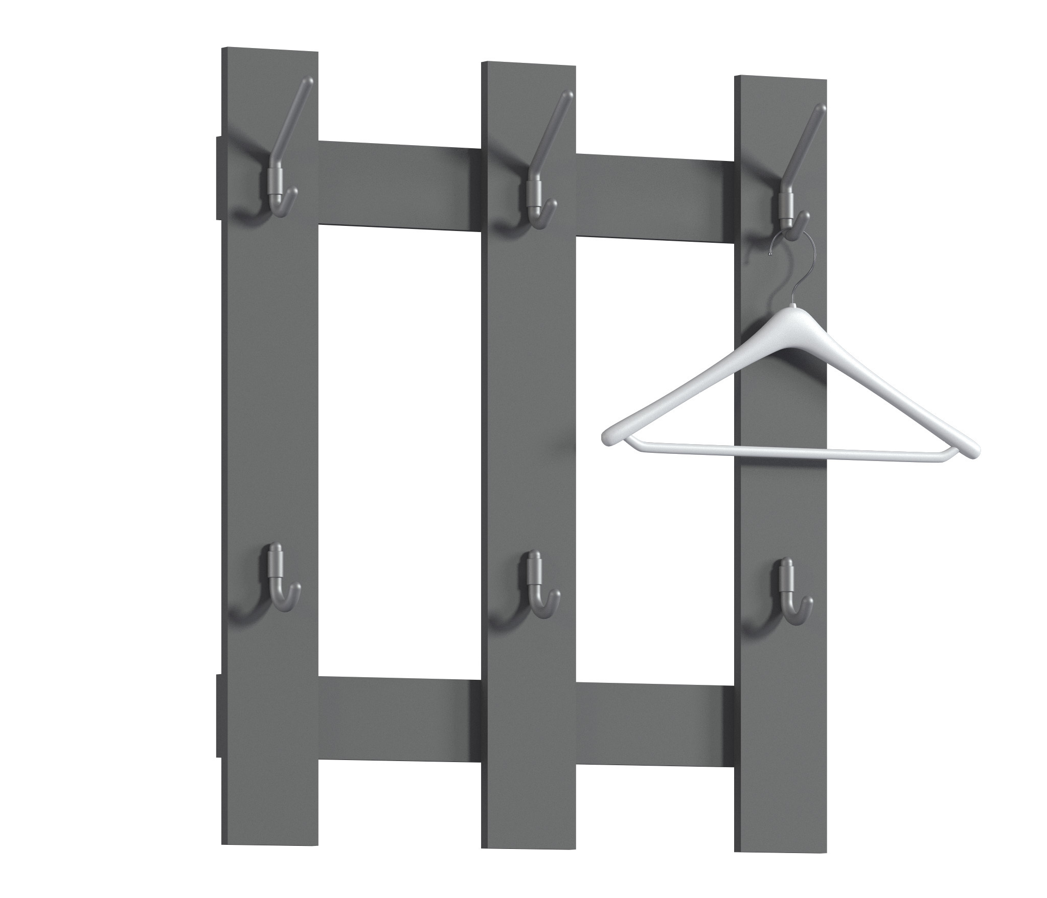 Изображение товара Настенная вешалка Столплит Леон с 6 металлическими крючками серый дизайн минимализм