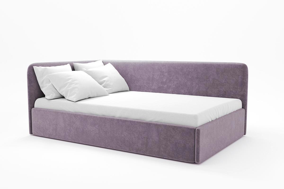 Изображение товара Угловая кровать Model Modern 80x190 см с подъемным механизмом и велюровой обивкой