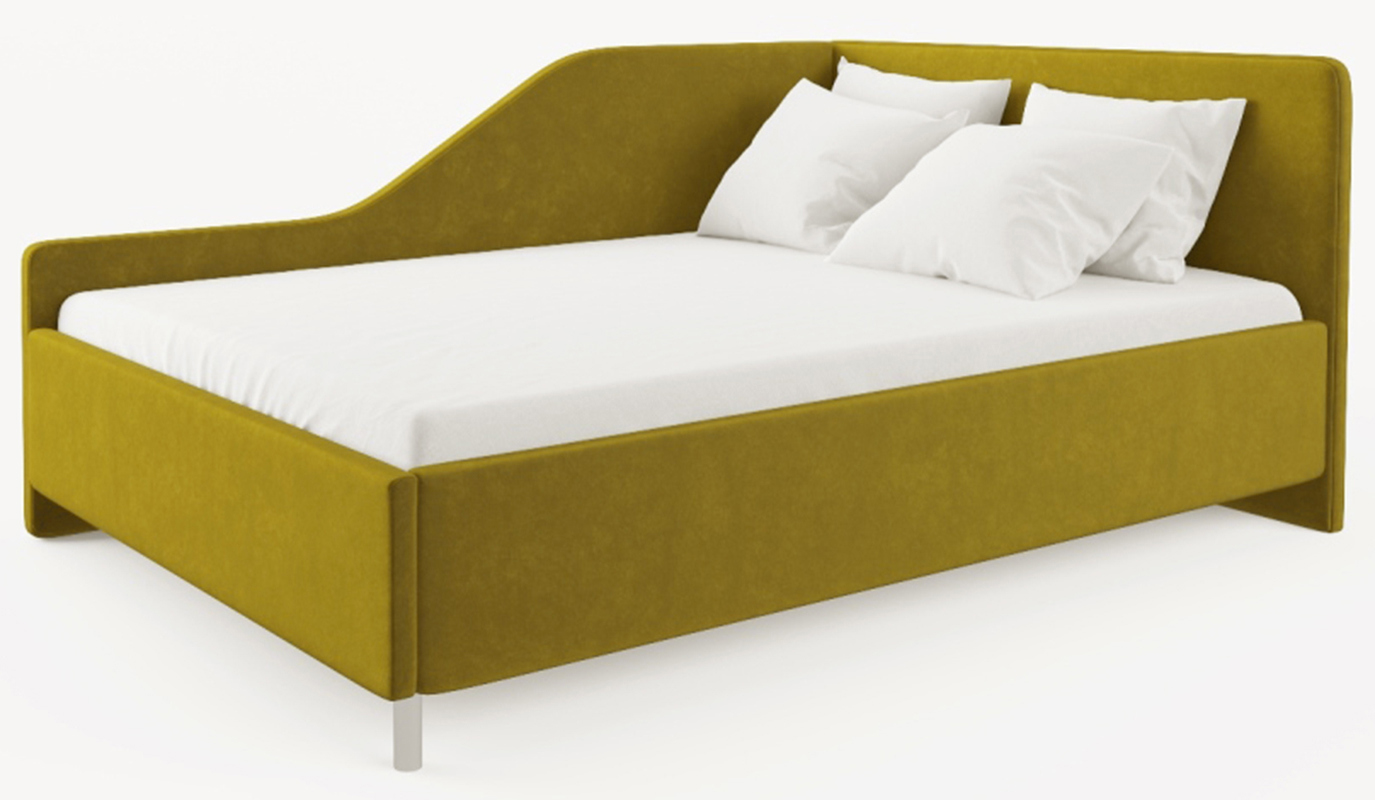 Изображение товара Кровать Costa Сюита 120x200 см велюр цвет горчичный современная мебель для спальни