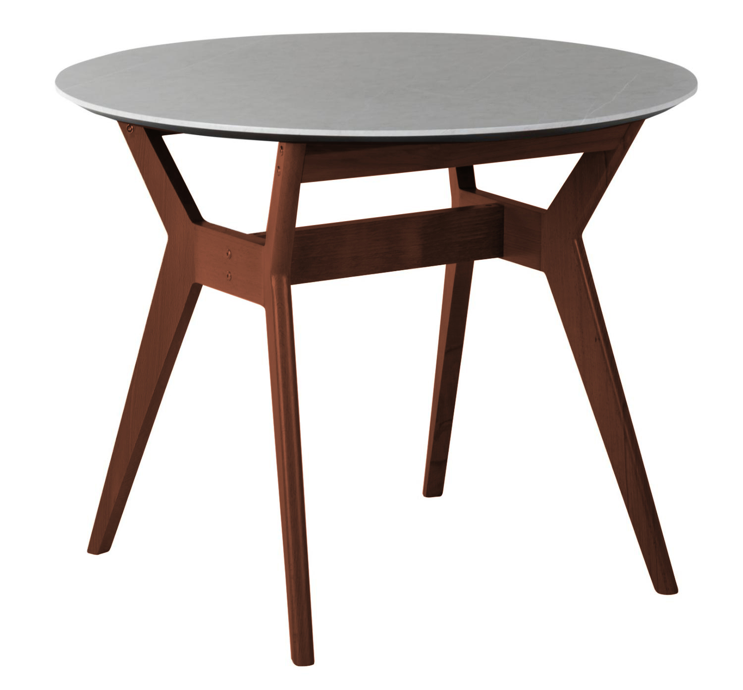 Изображение товара Обеденный круглый стол R-Home Нарвик 86 см МДФ белый мрамор современный дизайн