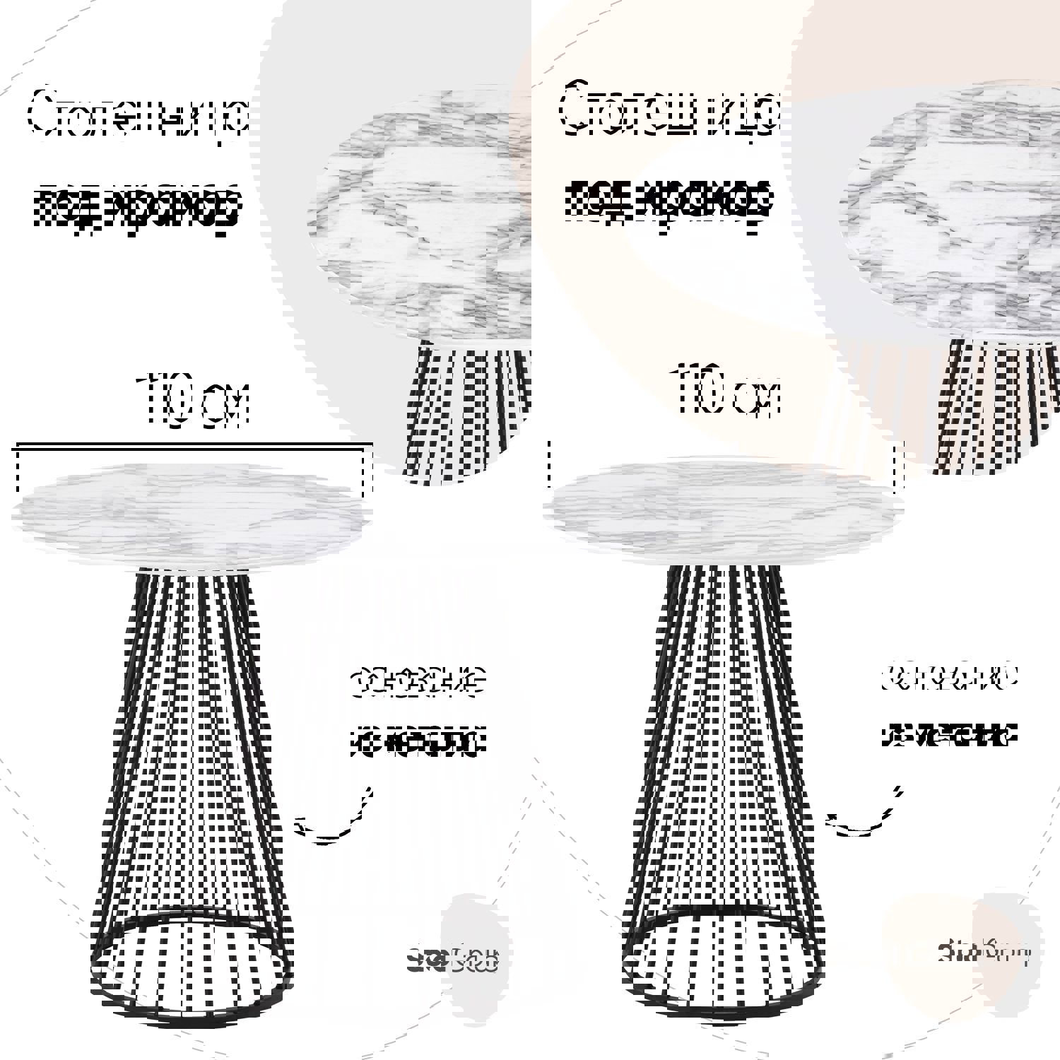 Изображение товара Круглый кухонный стол Stool Group Ливерпуль 110x75x110 см МДФ белый/черный