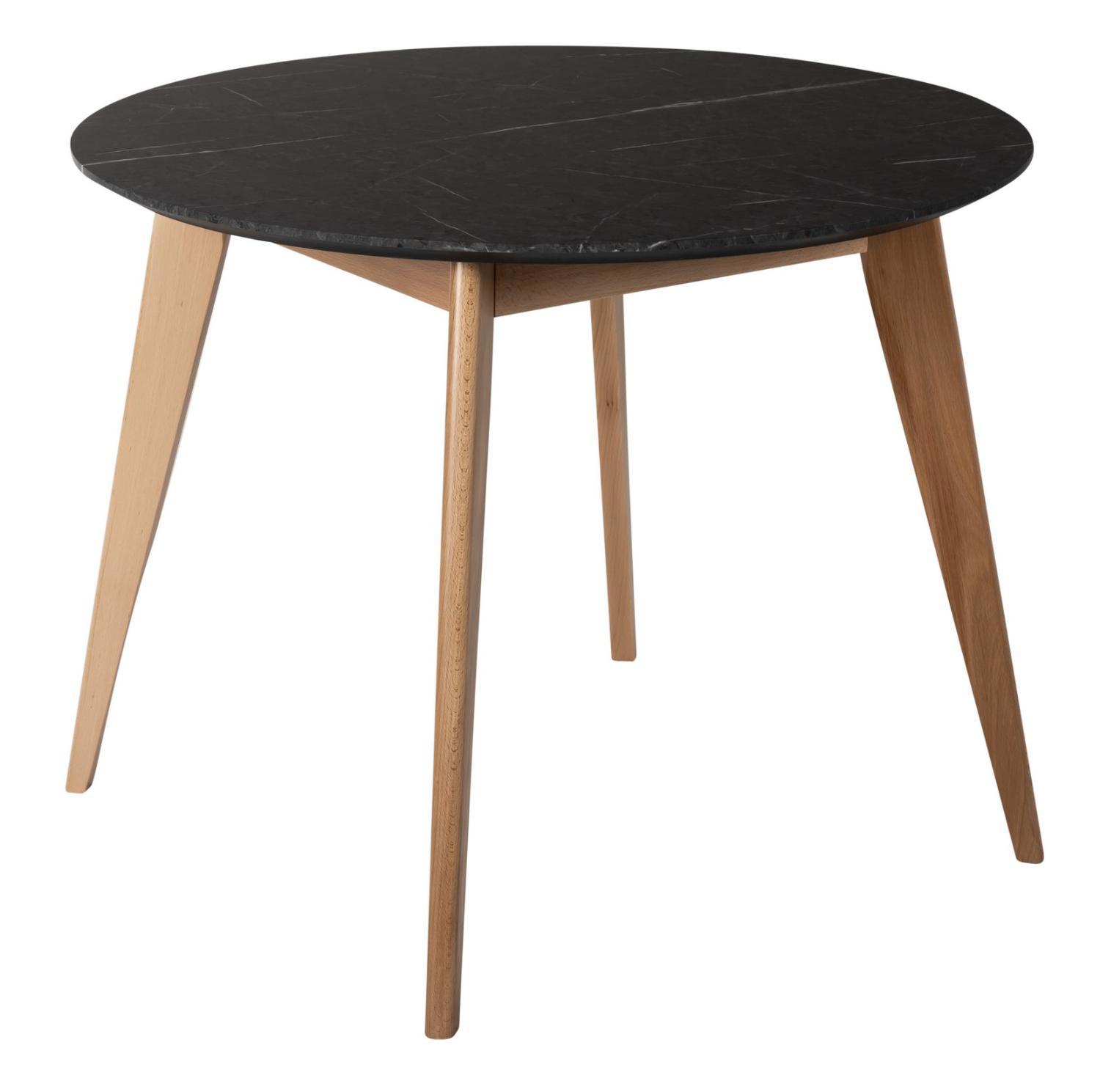 Изображение товара Обеденный круглый стол R-Home Лунд 86 см черный из МДФ с деревянными ножками