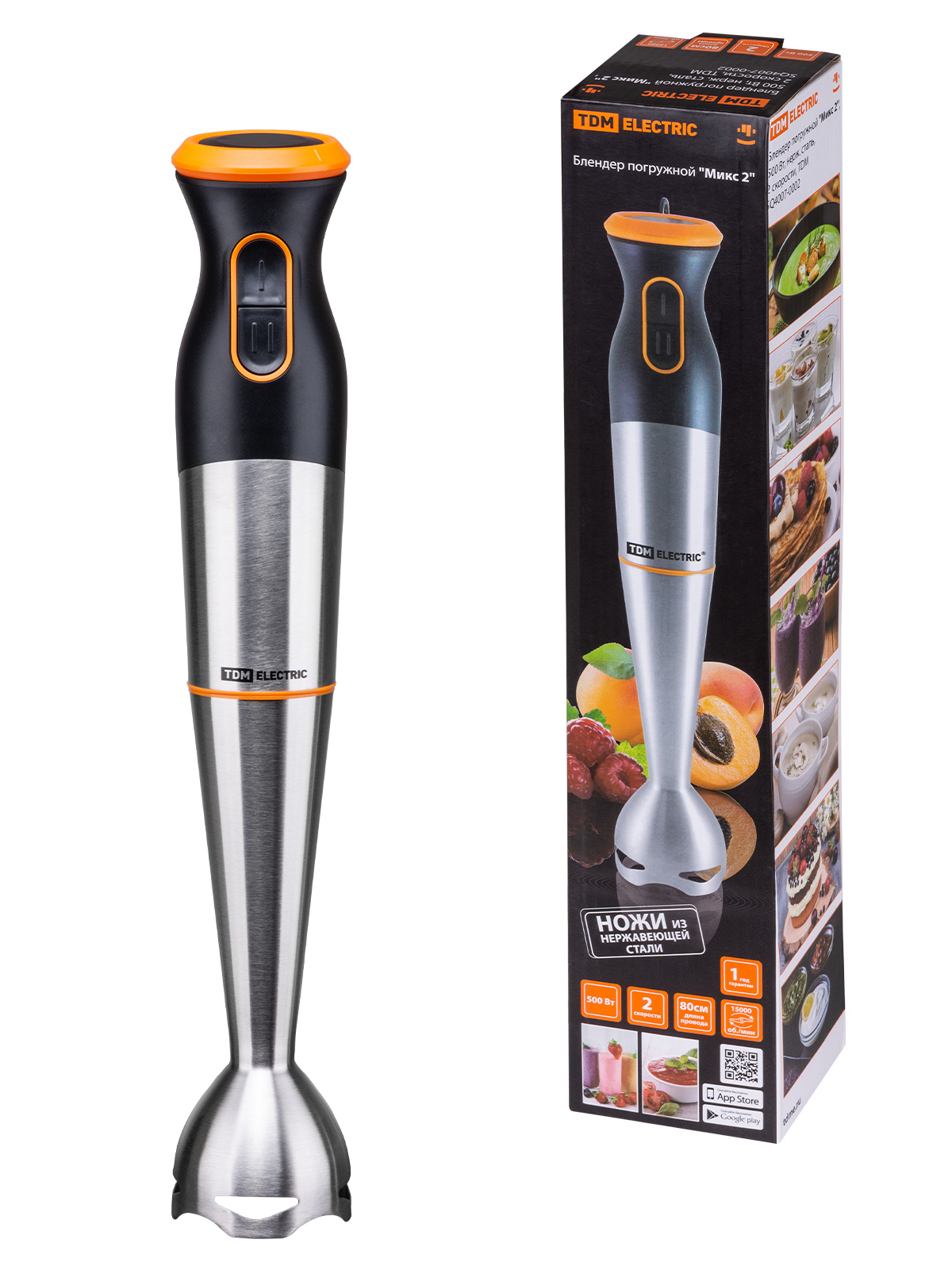 Изображение товара Погружной блендер Tdm electric Sq4007-0002 2 скорости цвет серебро