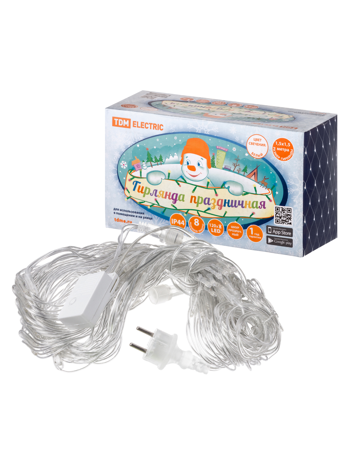 Изображение товара Электрогирлянда наружная Tdm electric sq0361-0030 120 LED 8 режимов теплый белый