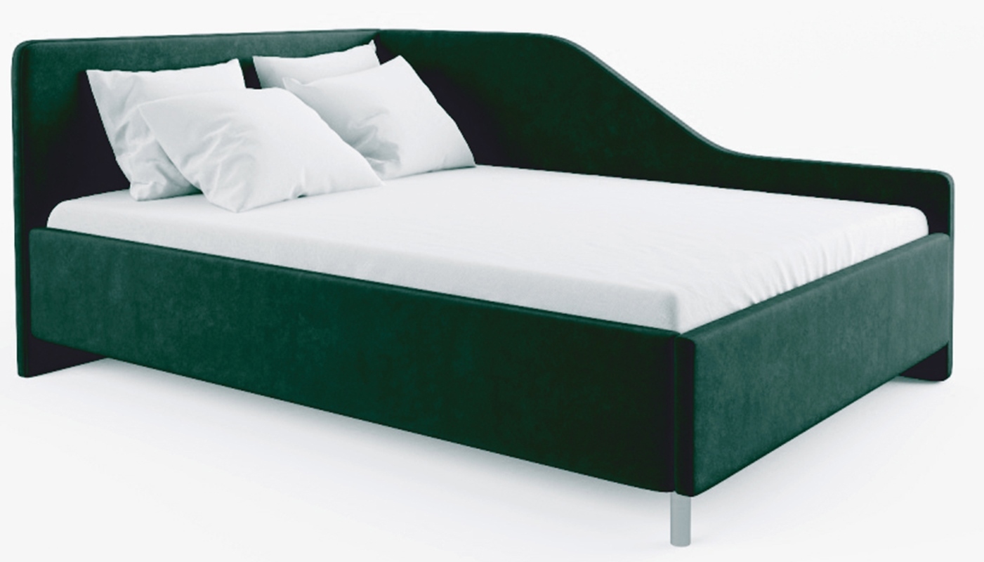 Изображение товара Кровать угловая левая Сюита 90x200 см велюр зеленый современная мебель