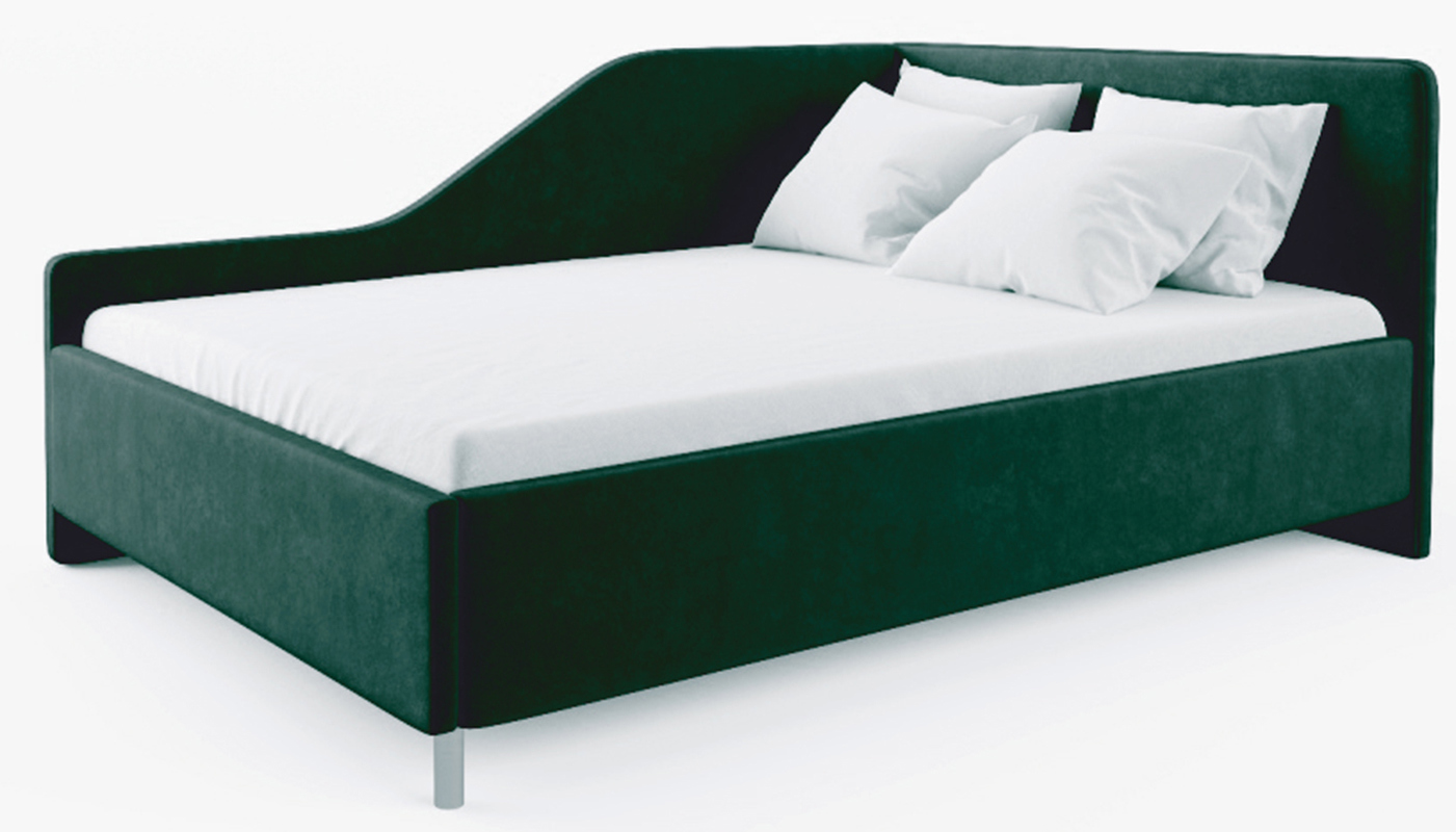 Изображение товара Кровать Сюита 90x200 см из велюра зеленого цвета с подъемным механизмом